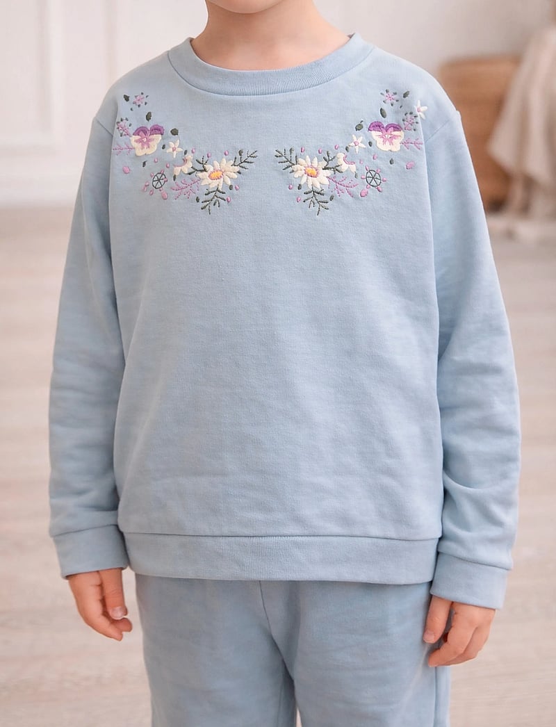 Hanevild - Floral sweater - sweatshirts - kenttucky blue - 0