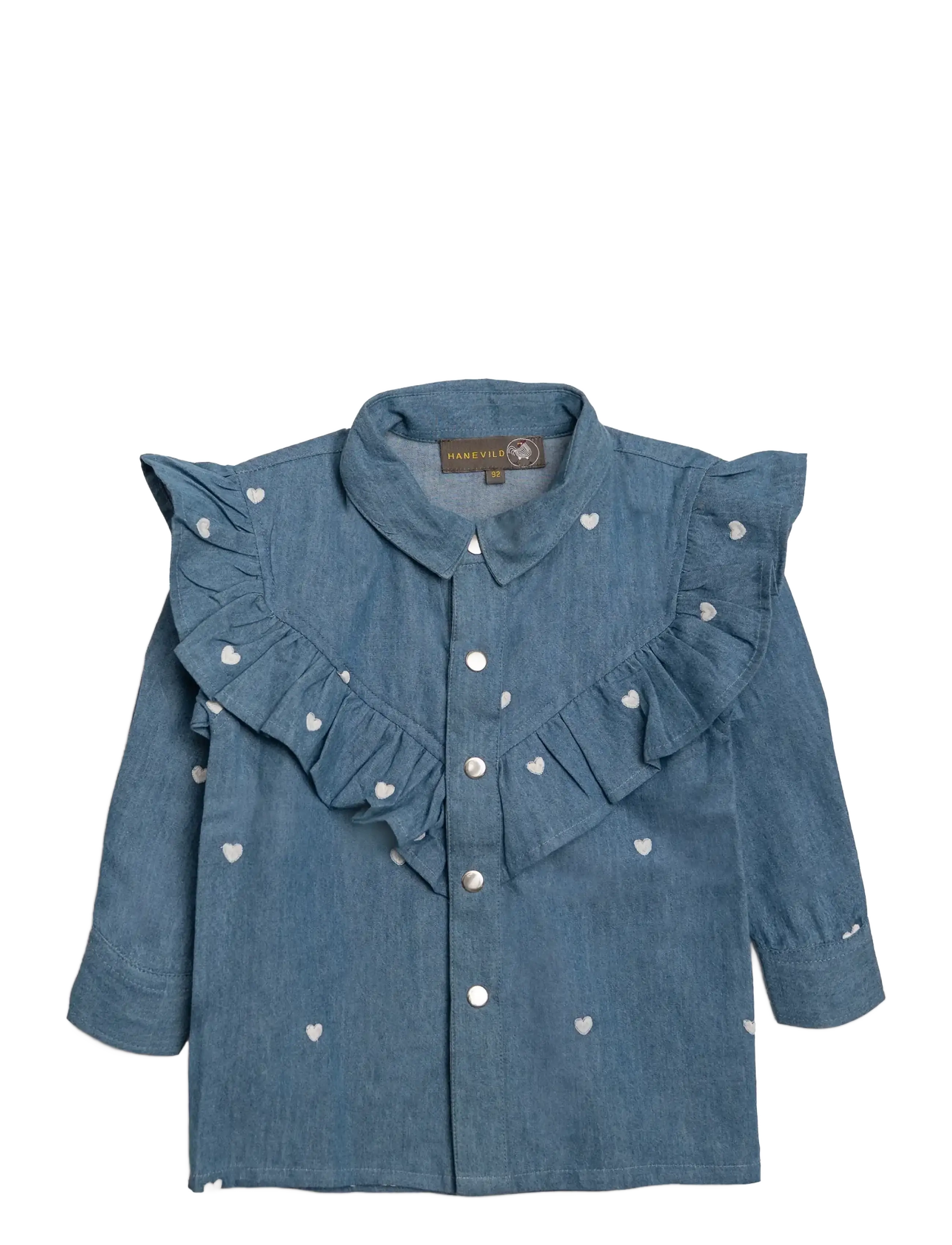 HANEVILD Heart Denim Shirt Blau - 86/92 - Kinder