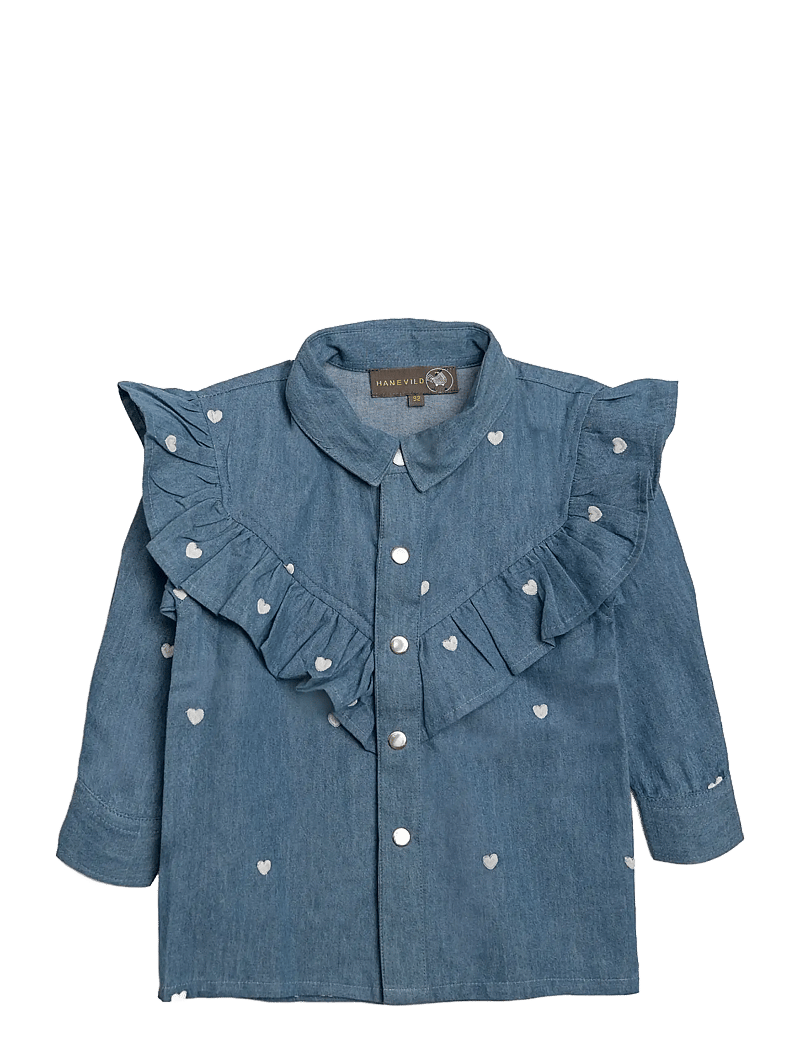 Hanevild - Heart denim shirt - langærmede babykjoler - denim - 1