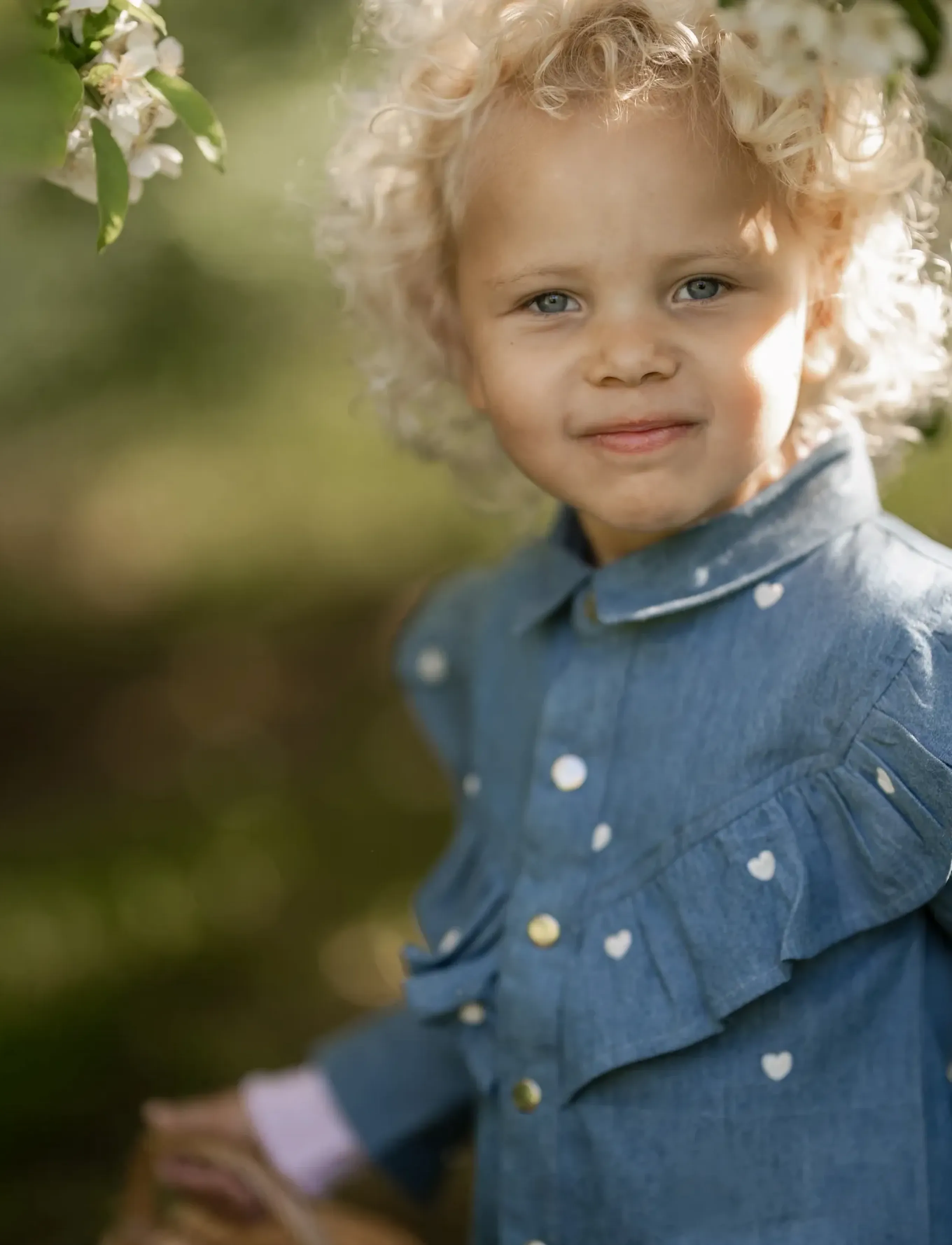 Hanevild Heart Denim Shirt, 110/116, Casual Dresses, Blau - Long-sleeved Kinder