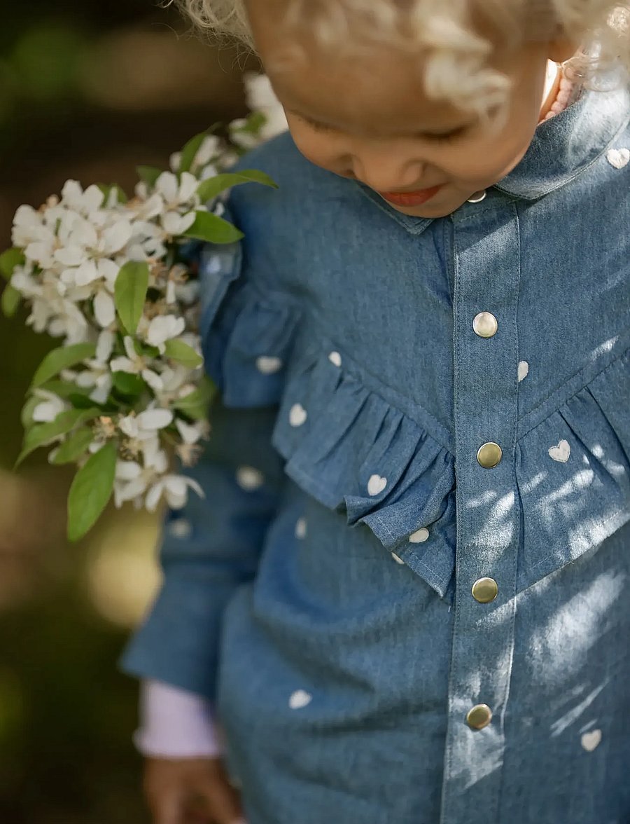 Hanevild - Heart denim shirt - langärmelige babykleider - denim - 4