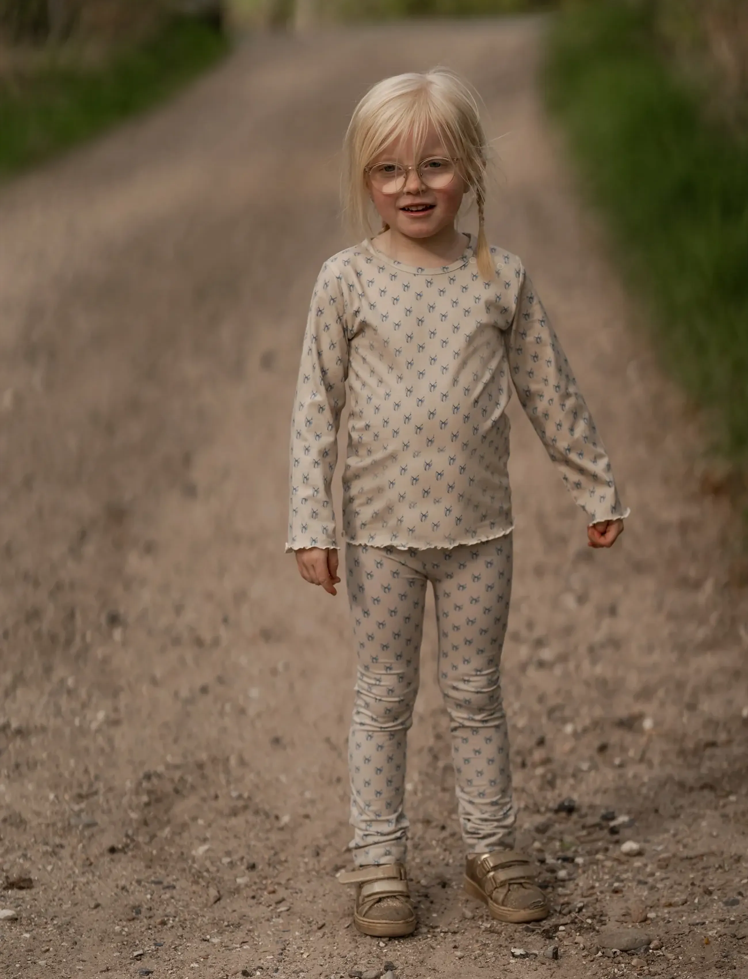 Hanevild Bow Leggings, 122/128, Cream, Underdele > Leggings, Børn