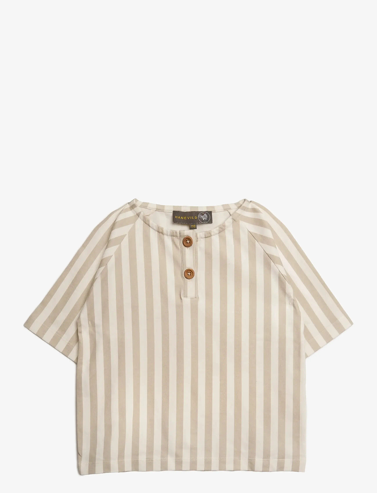 Hanevild - Striped t-shirt - short-sleeved t-shirts - beige - 1