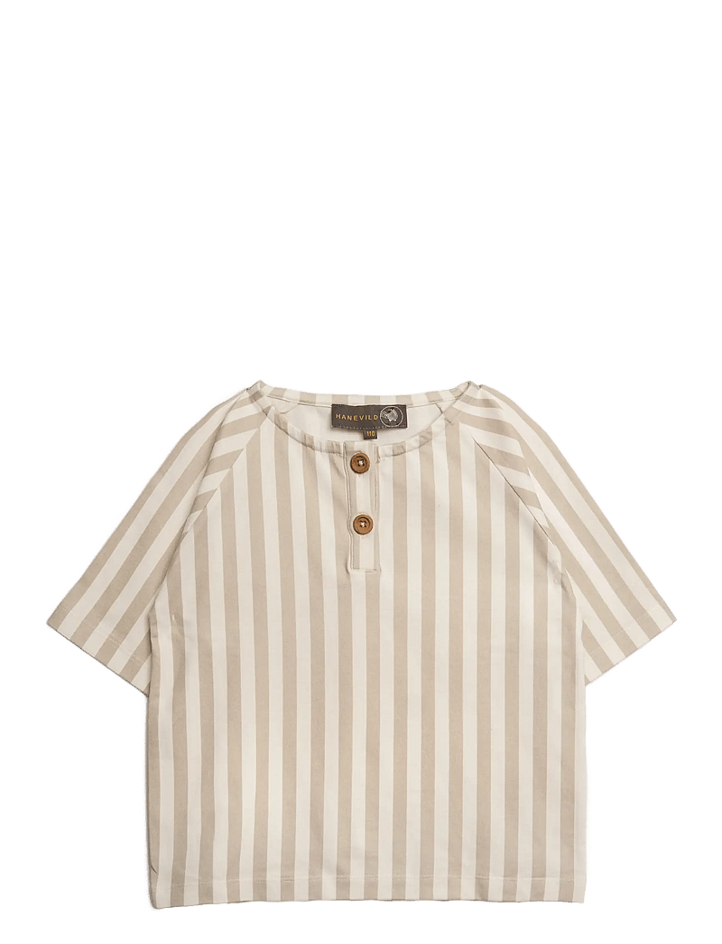 Hanevild - Striped t-shirt - short-sleeved t-shirts - beige - 1