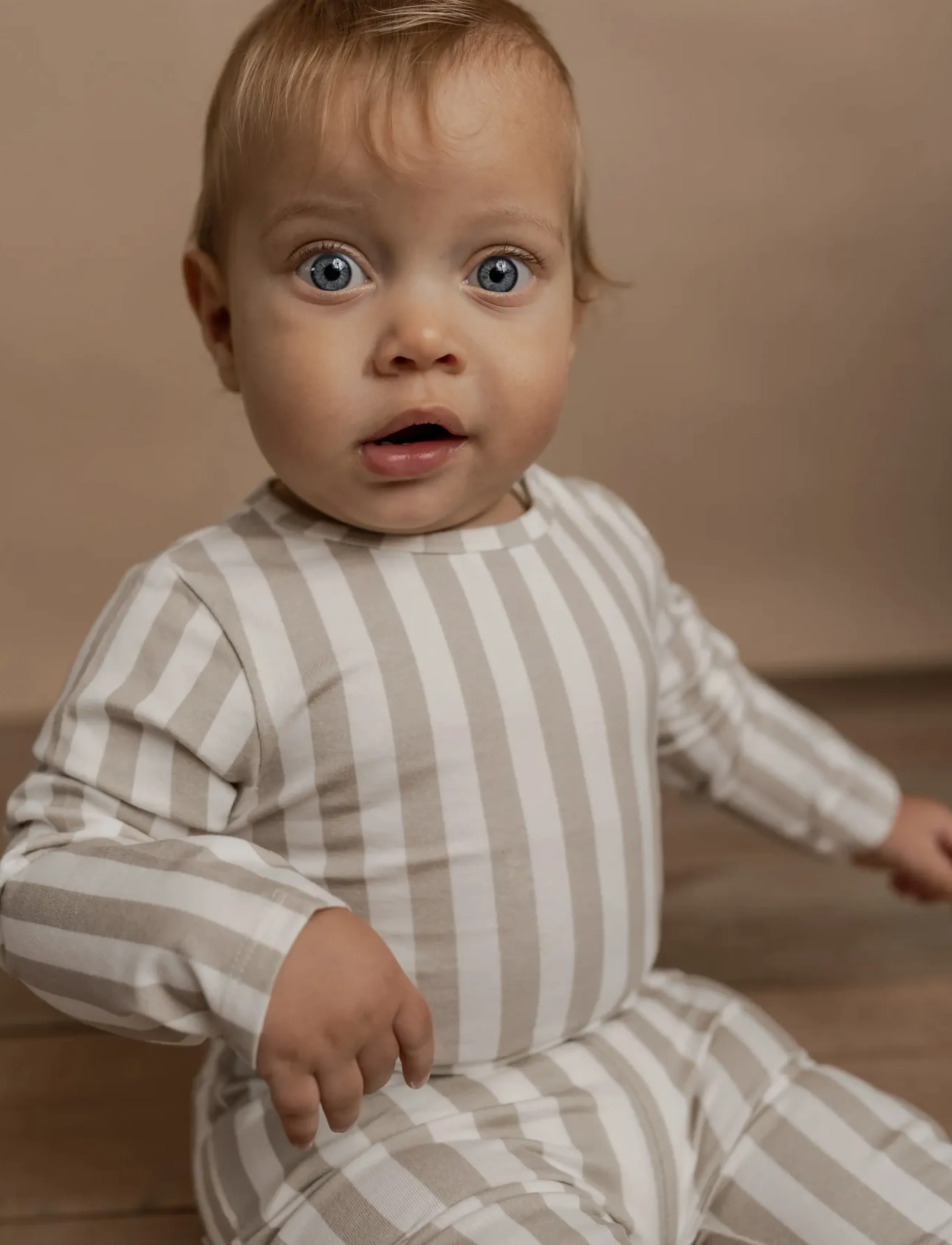 Hanevild Striped Romper, Børn, Stribet Romper, Cream, Str: 80