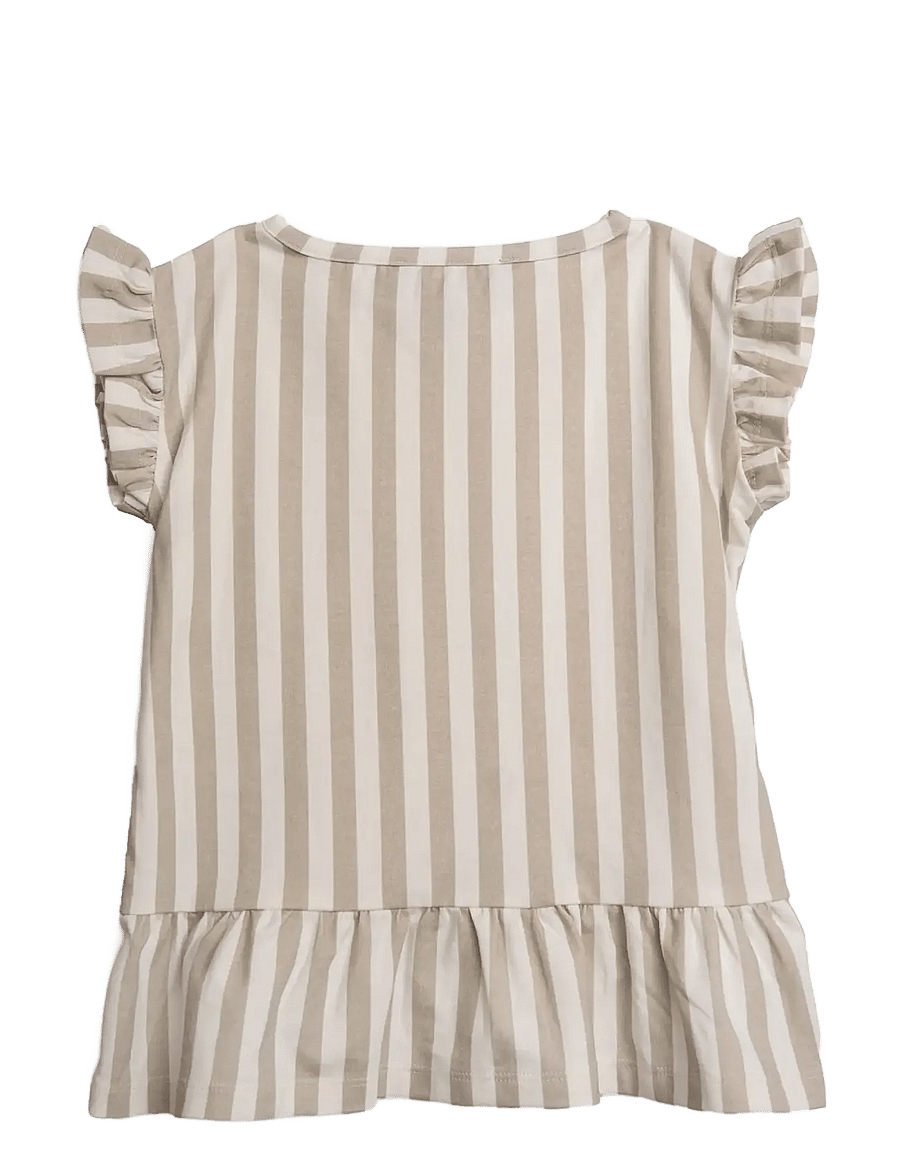 Hanevild - Striped frilled top - blusen & tuniken - beige - 2