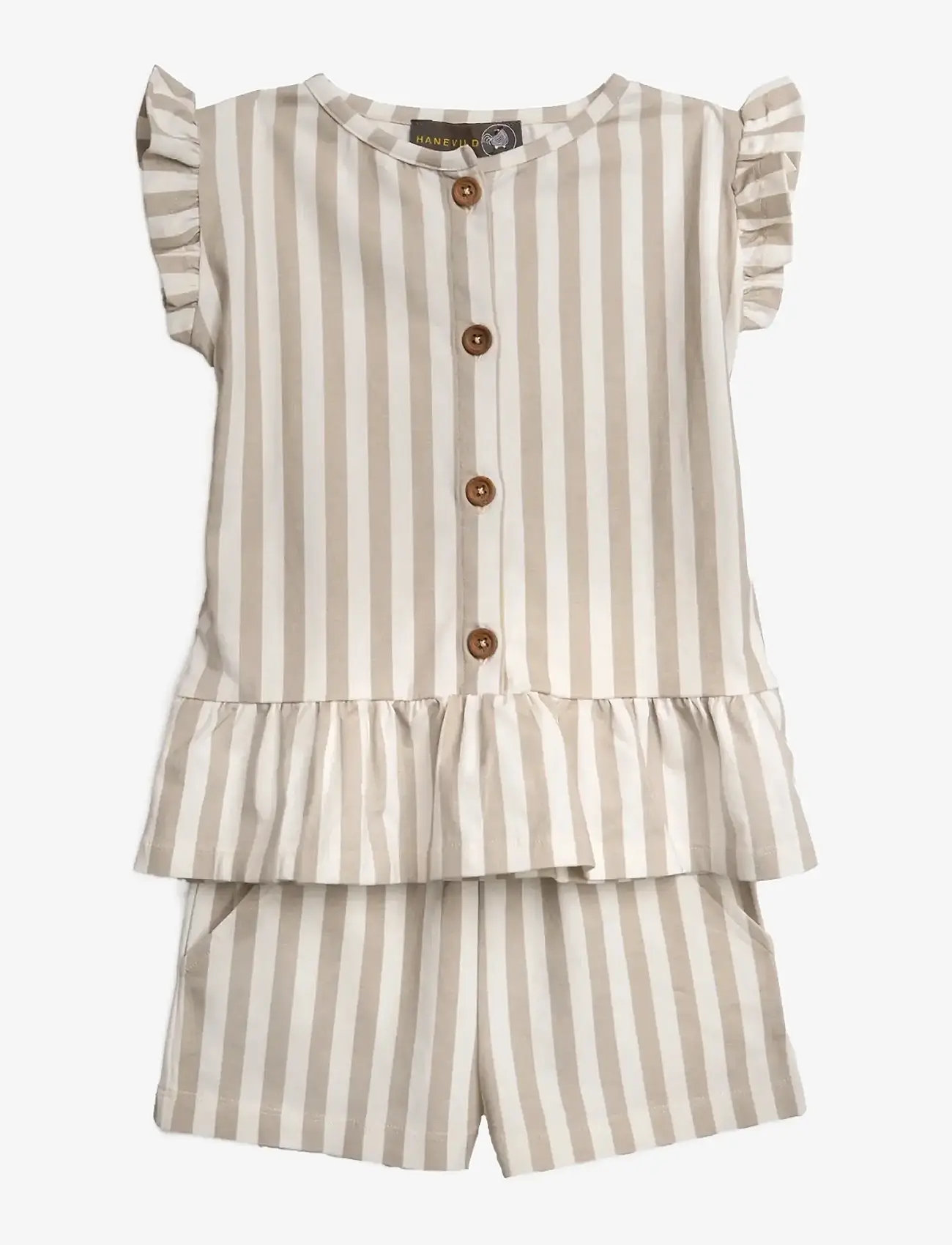 Hanevild - Striped frilled top - blusar & tunikor - beige - 3