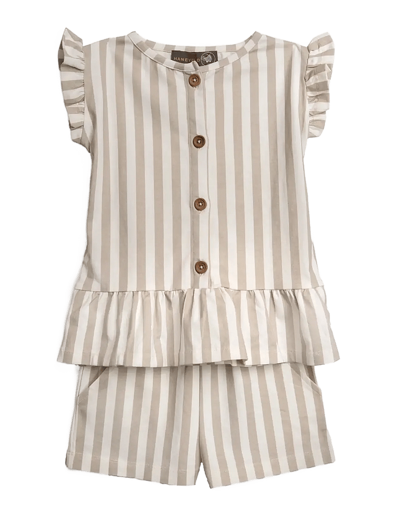 Hanevild - Striped frilled top - blusar & tunikor - beige - 3
