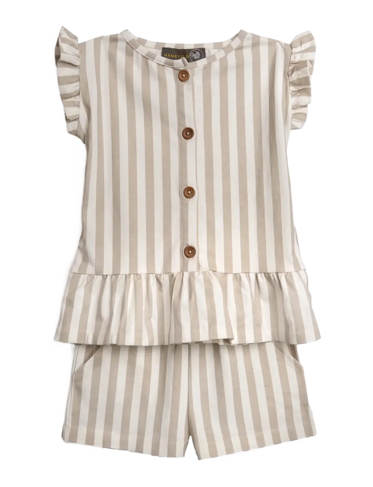Hanevild - Striped frilled top - blusen & tuniken - beige - 3