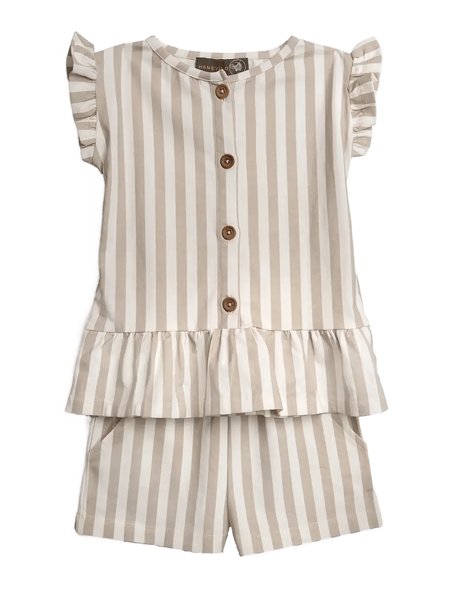 Hanevild - Striped frilled top - blusen & tuniken - beige - 3