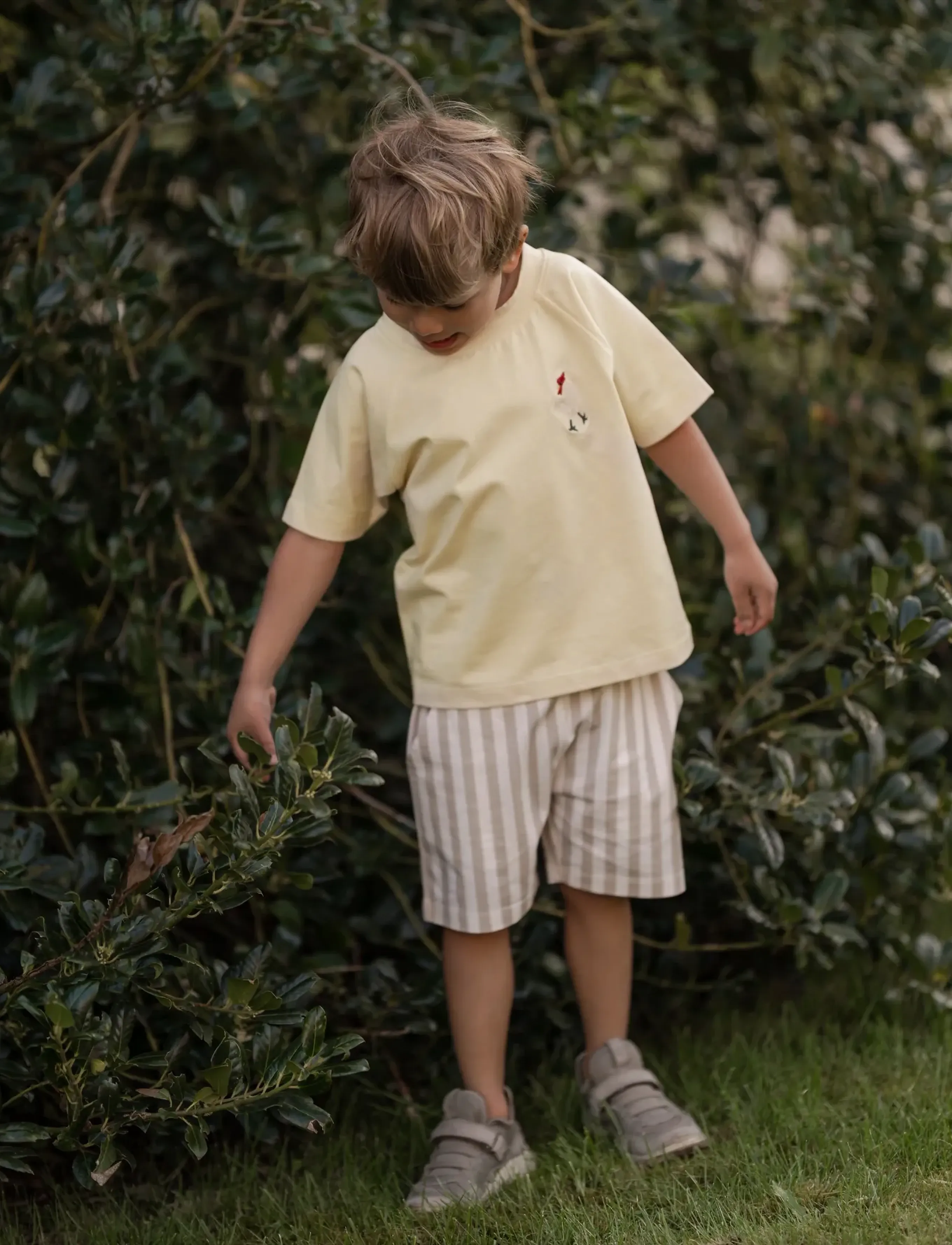 Hanevild Striped Shorts, 134/140, Beige - Casual Kinder