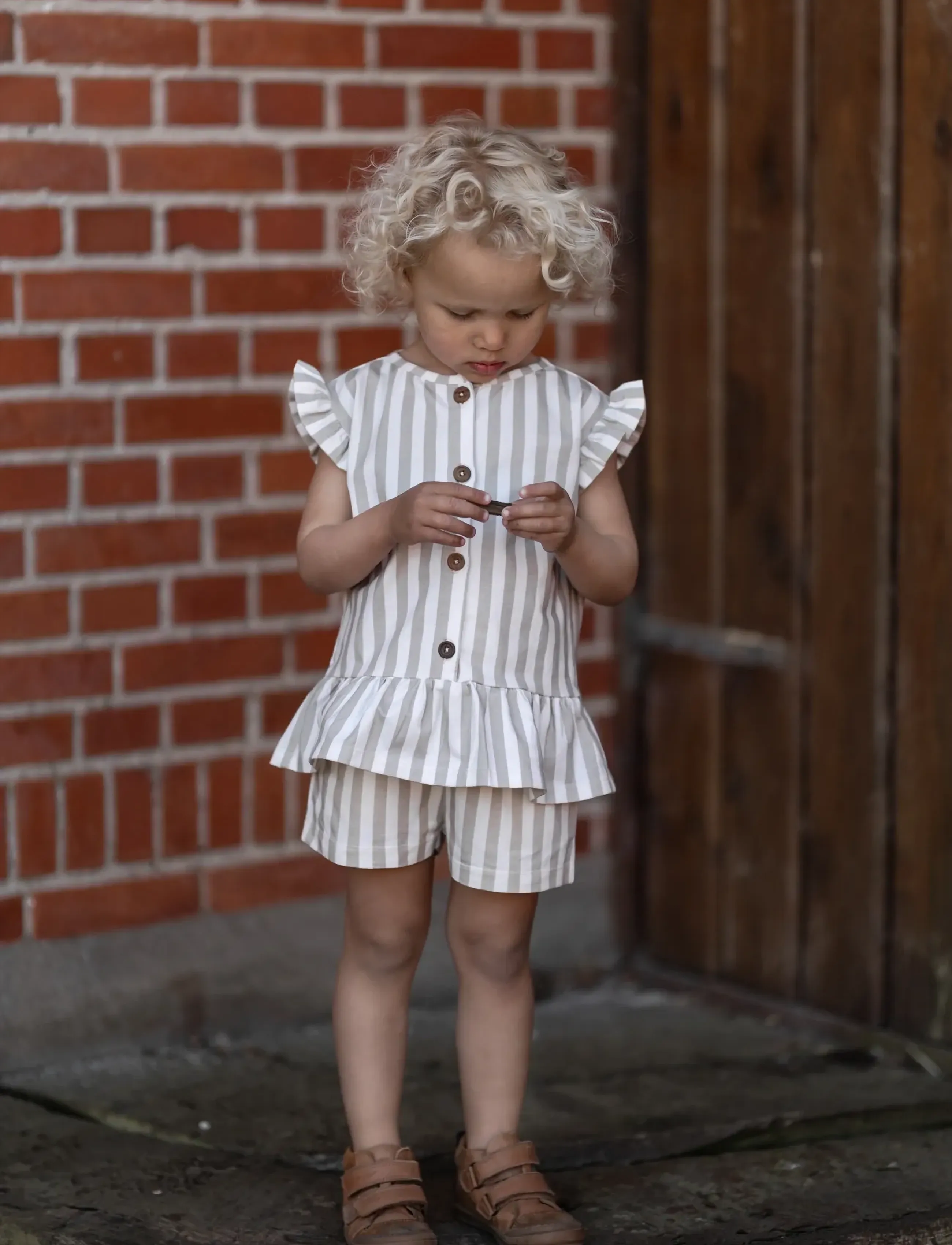 Hanevild Striped Shorts Girl, 86/92, Shorts, Beige - Casual Kinder