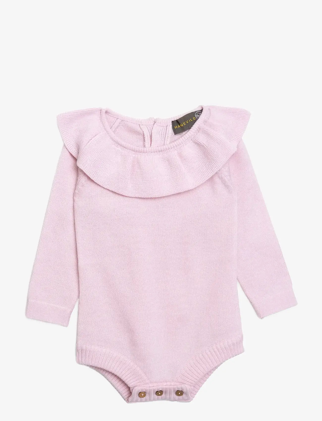 Hanevild - Laura romper, merino wool - långärmade bodies - pink merinowool - 1