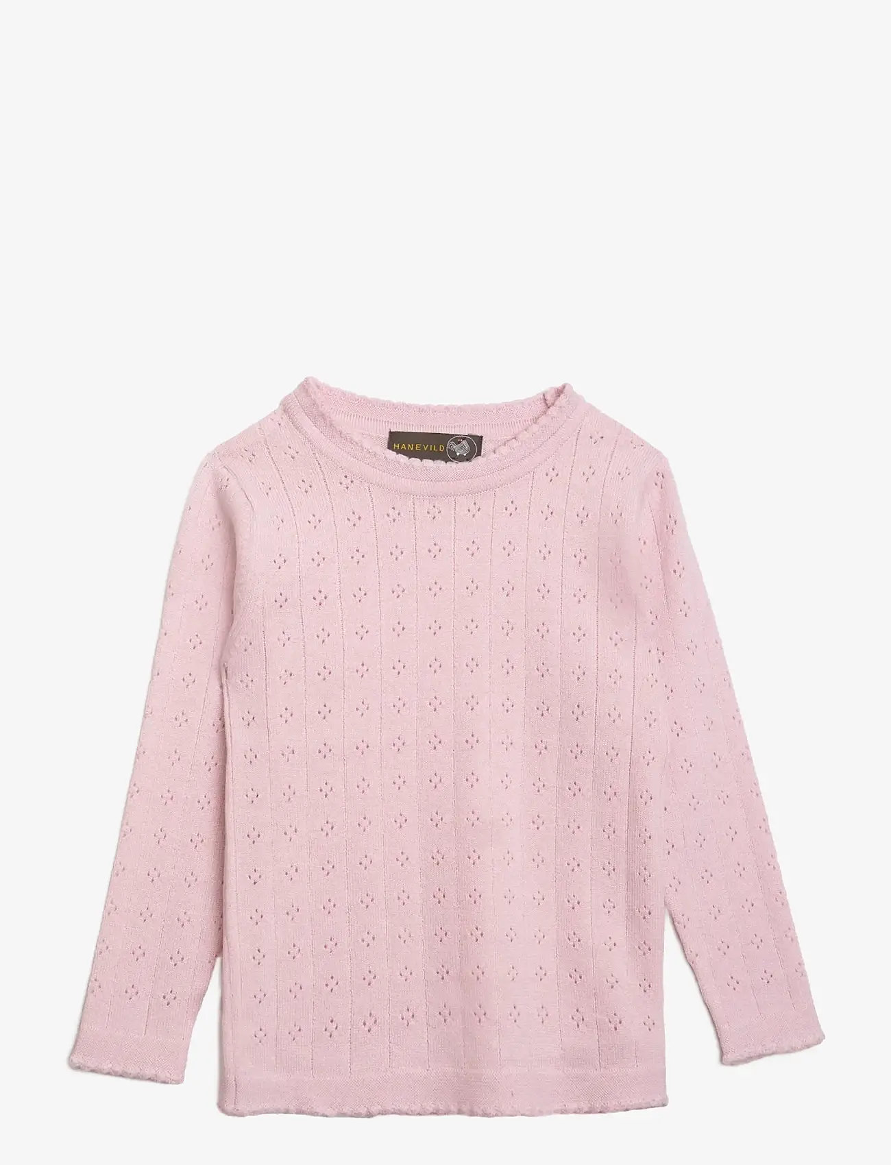 Hanevild - Thin merino wool pointelle sweater - trøjer - pink merinowool - 1