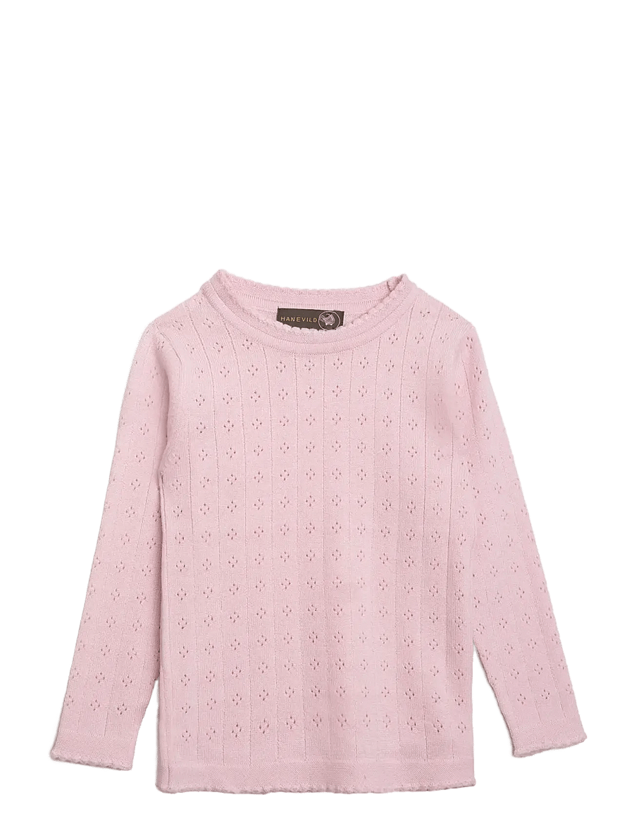 Hanevild - Thin merino wool pointelle sweater - trøjer - pink merinowool - 1