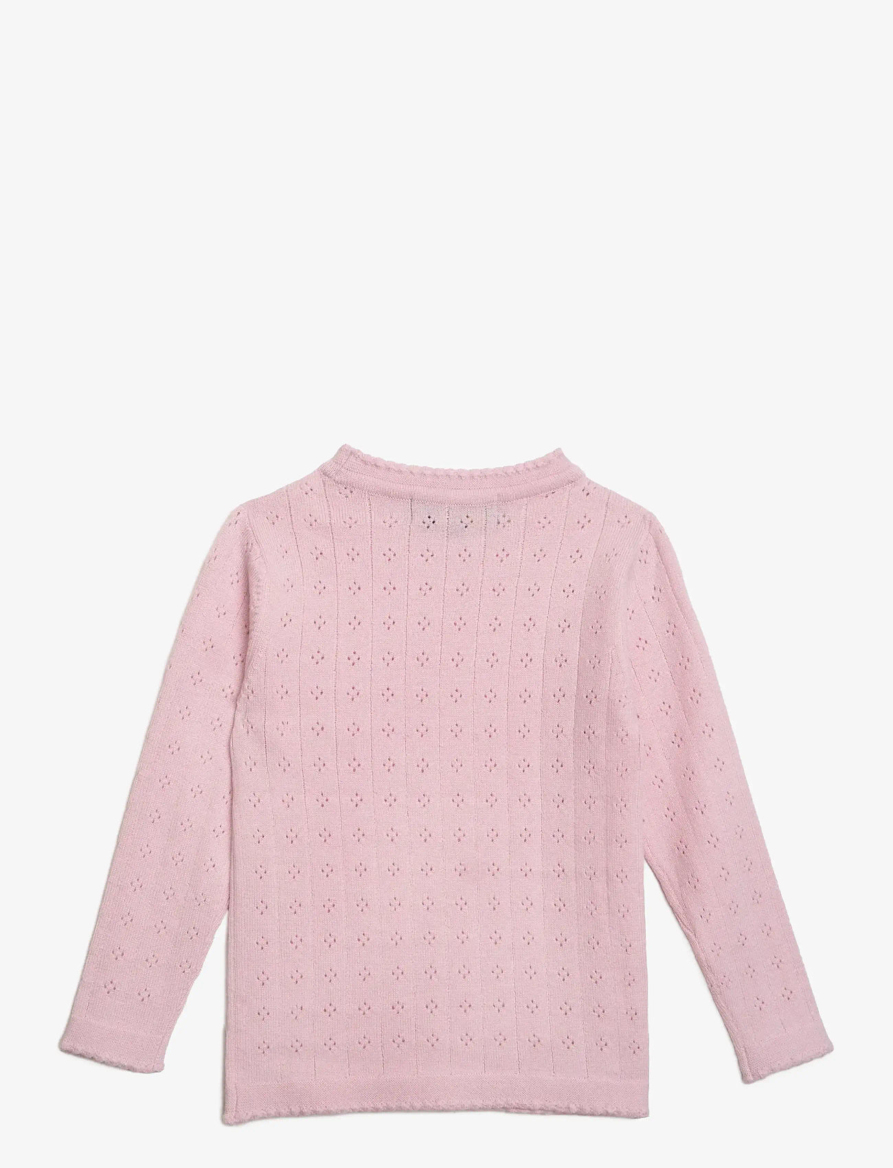 Hanevild - Thin merino wool pointelle sweater - trøjer - pink merinowool - 2