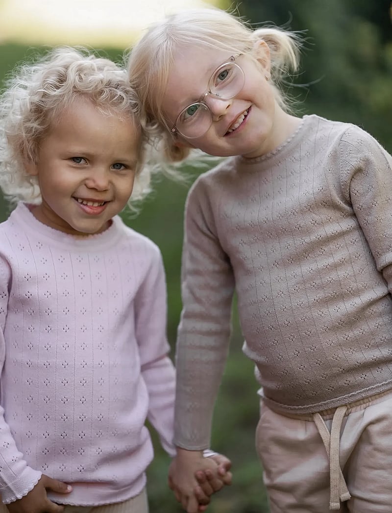 Hanevild - Thin merino wool pointelle sweater - trøjer - pink merinowool - 4