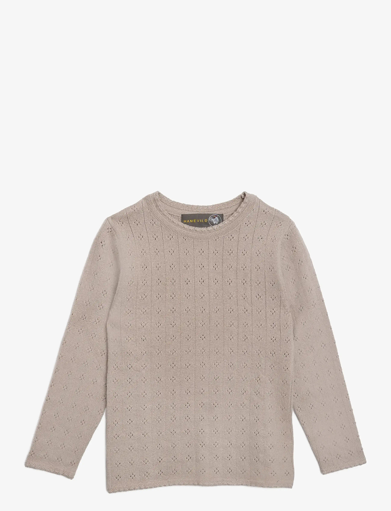 Hanevild - Thin merino wool pointelle sweater - trøjer - sand merinowool - 1