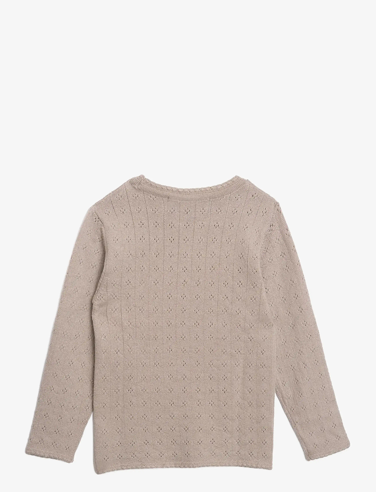 Hanevild - Thin merino wool pointelle sweater - trøjer - sand merinowool - 2