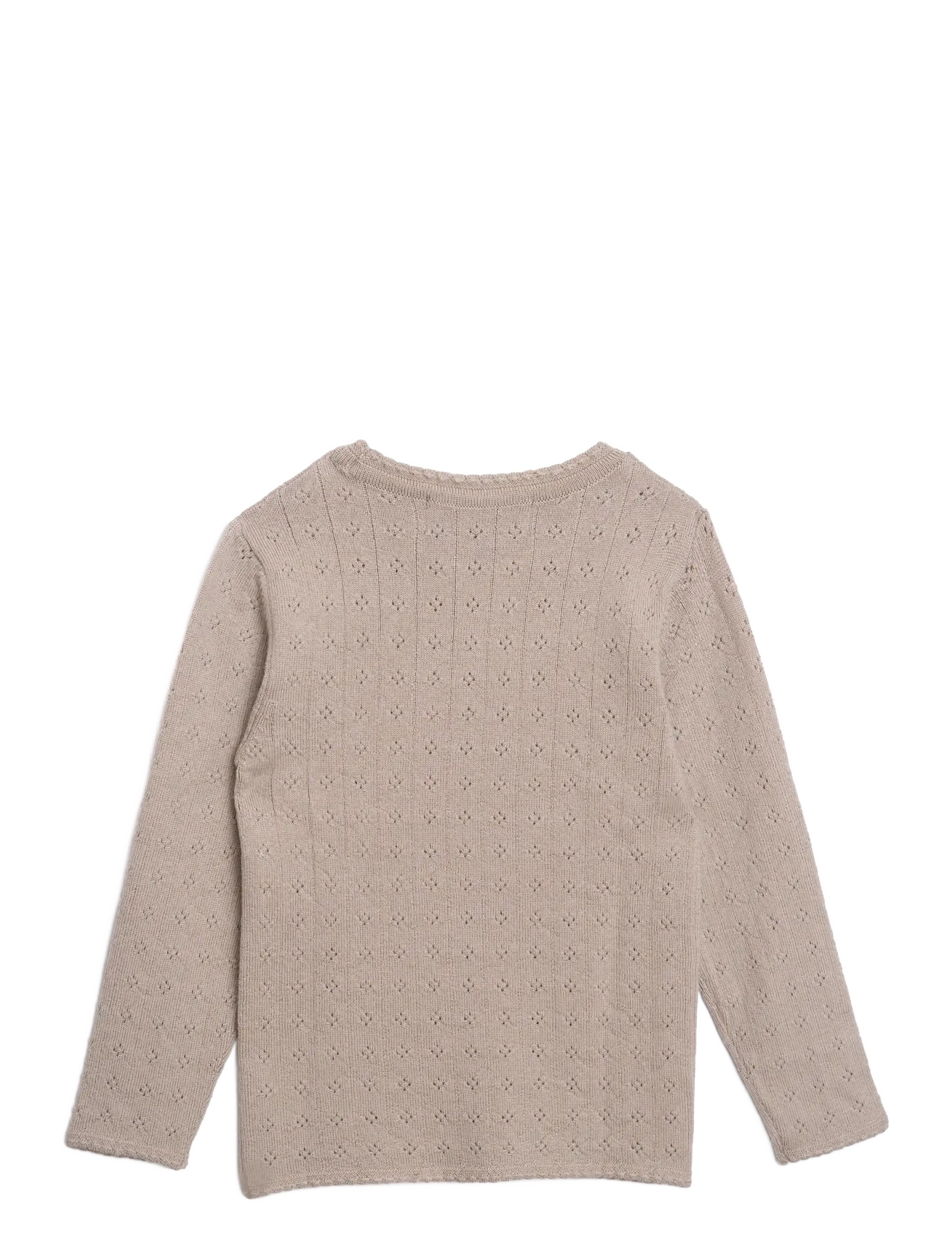Hanevild - Thin merino wool pointelle sweater - džemprid - sand merinowool - 2