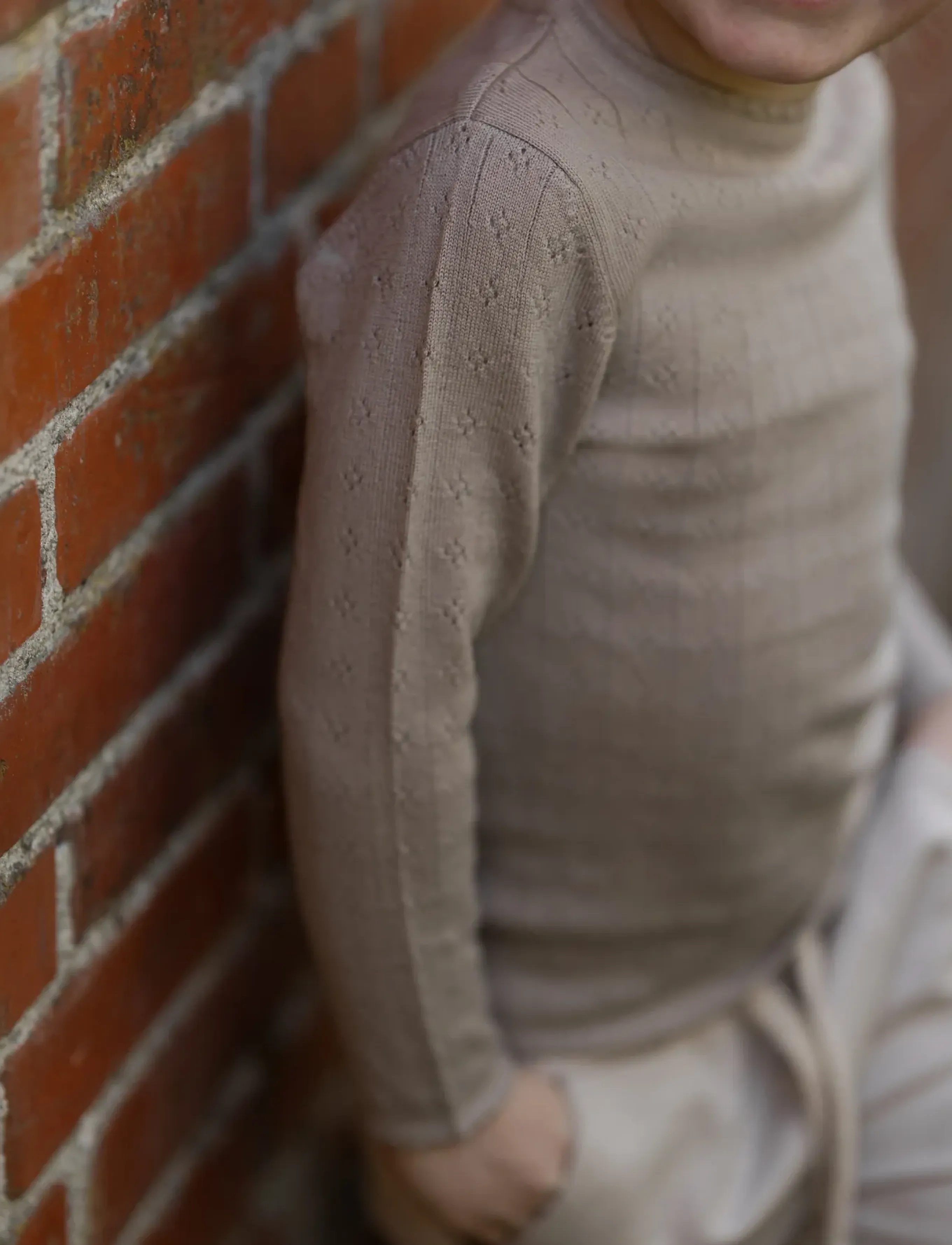 Hanevild - Thin merino wool pointelle sweater - džemprid - sand merinowool - 4