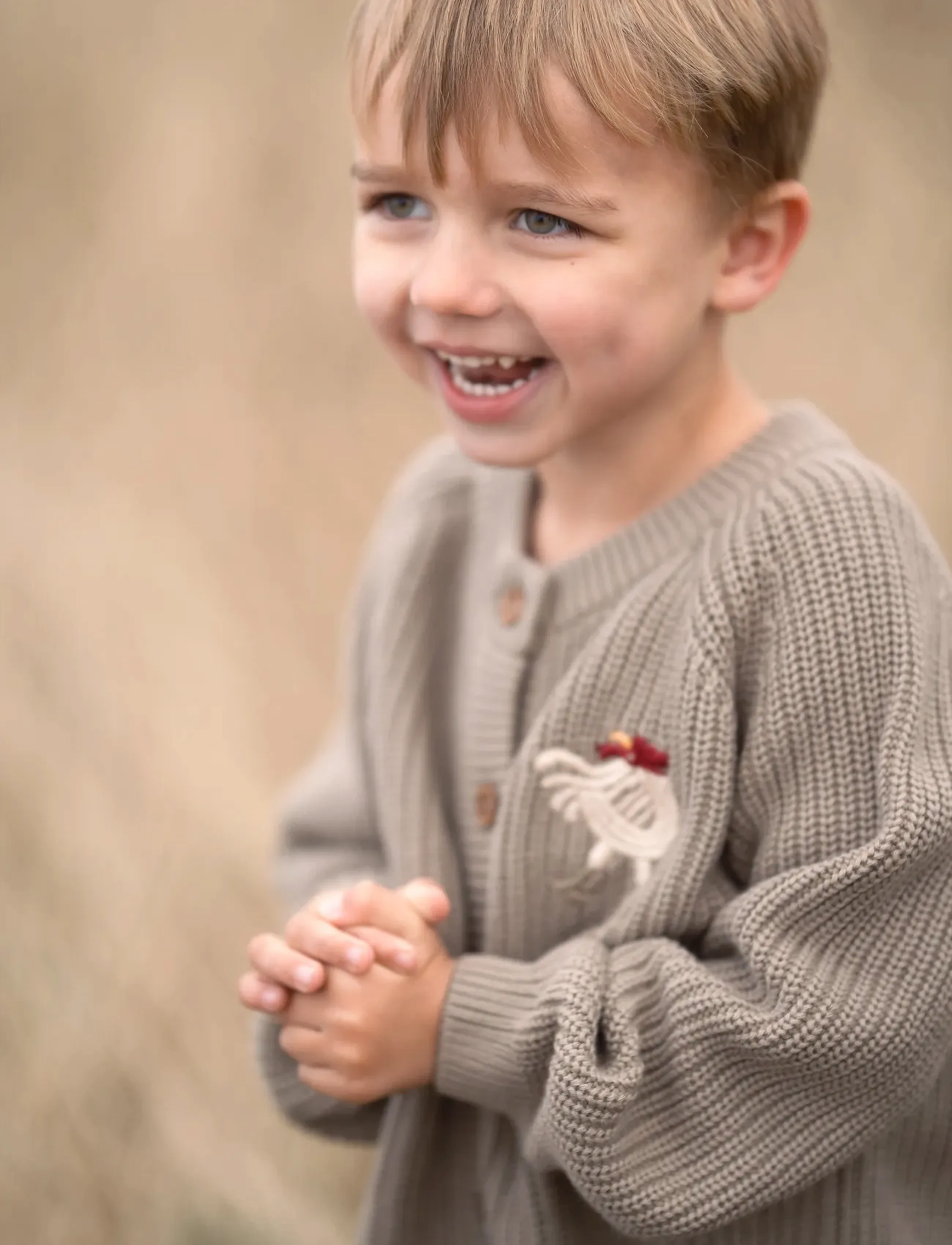 Hanevild Kaj Cardigan, 104, Beige, Strik > Cardigans, Børn