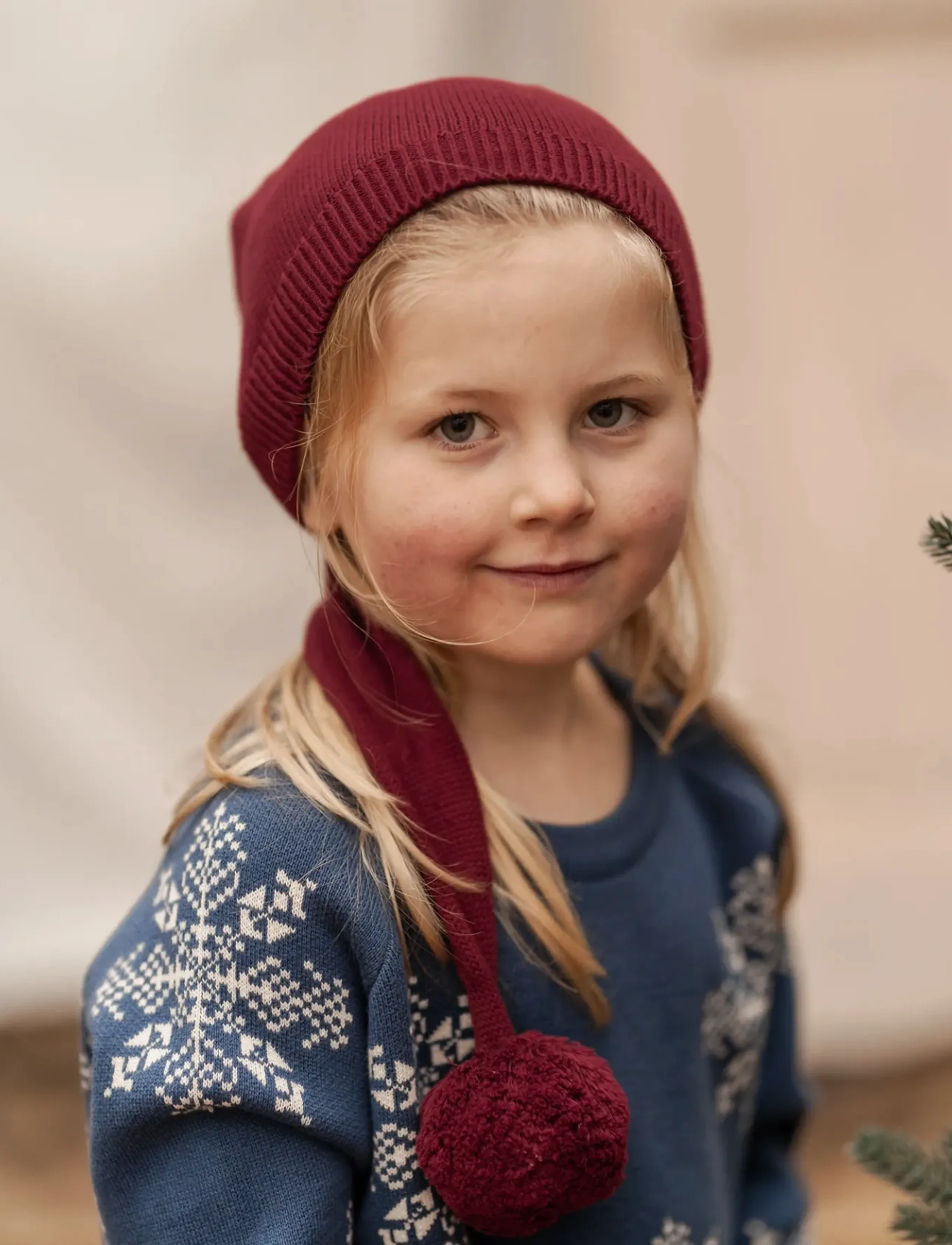 Hanevild Snowflake Blouse, Blue, 110, Navy, Strik > Pullovere, Børn
