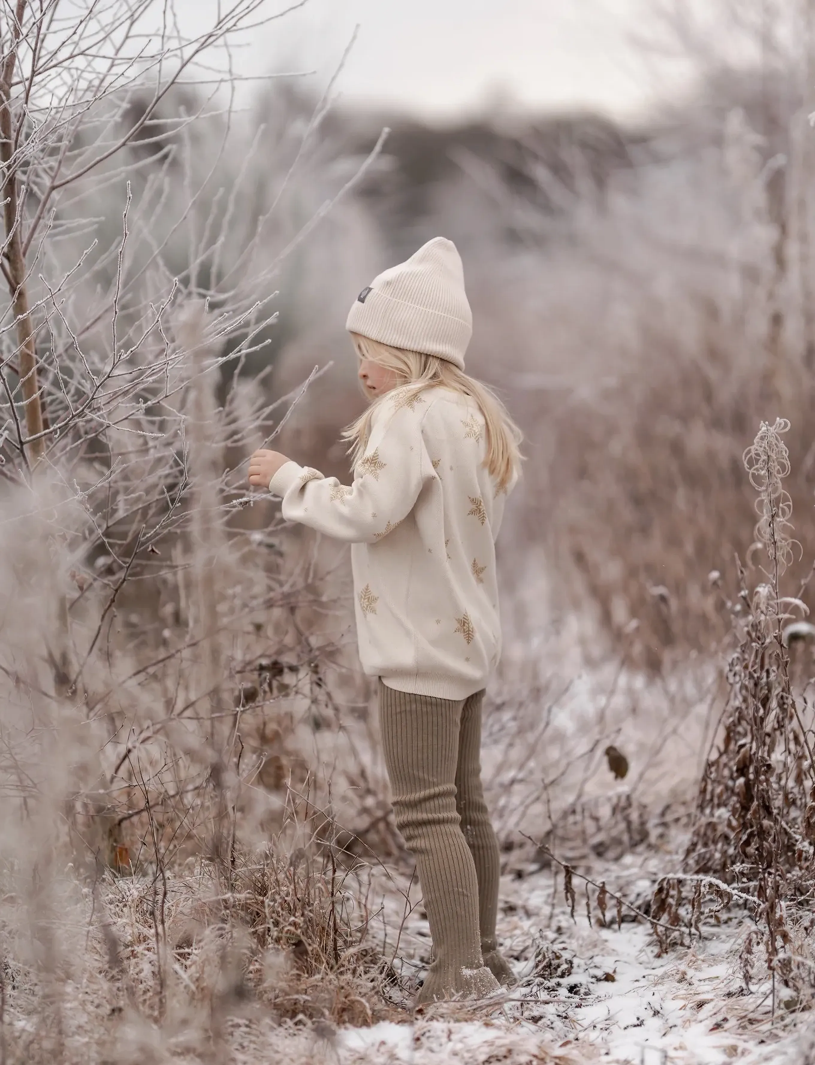 Hanevild - Snowflake blouse, gold - pullover - ivory - 4