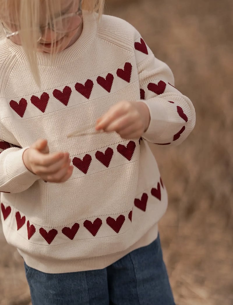 Hanevild - Red heart blouse - stickade tröjor - ivory - 4