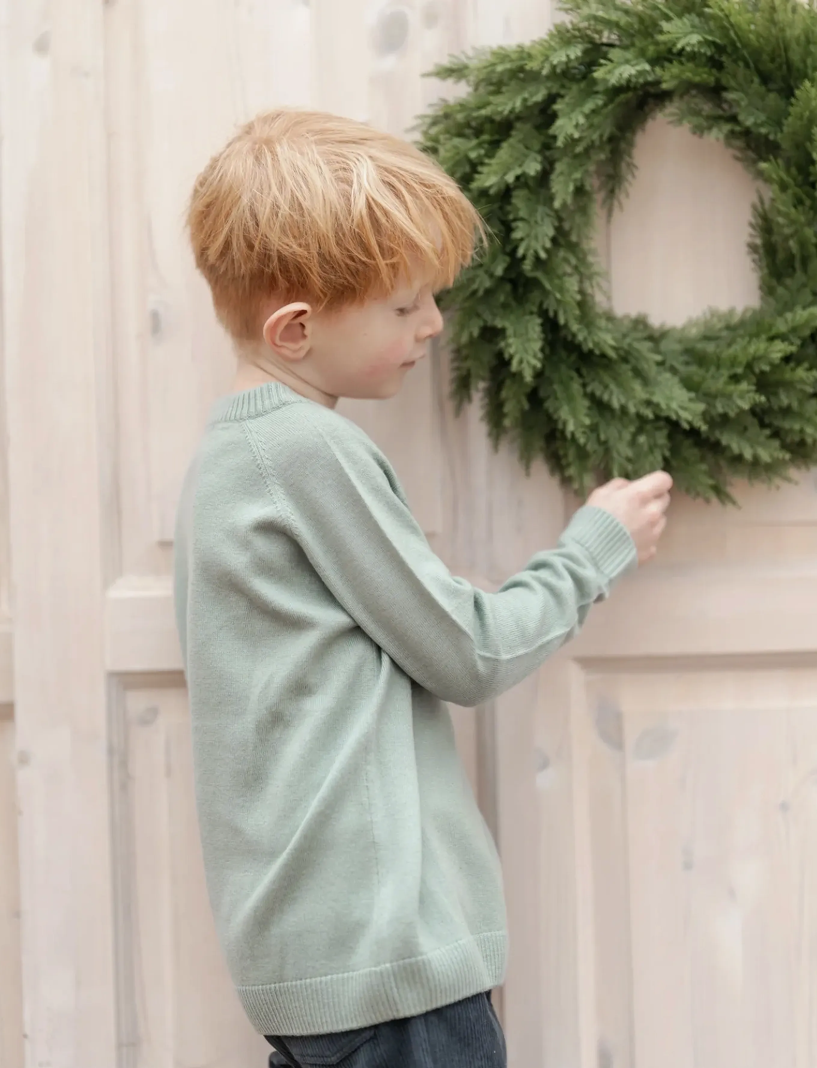 Hanevild Bertil Blouse, Merino Wool, Børn, Trøje med Skulderknapper, Grøn, Str: 116