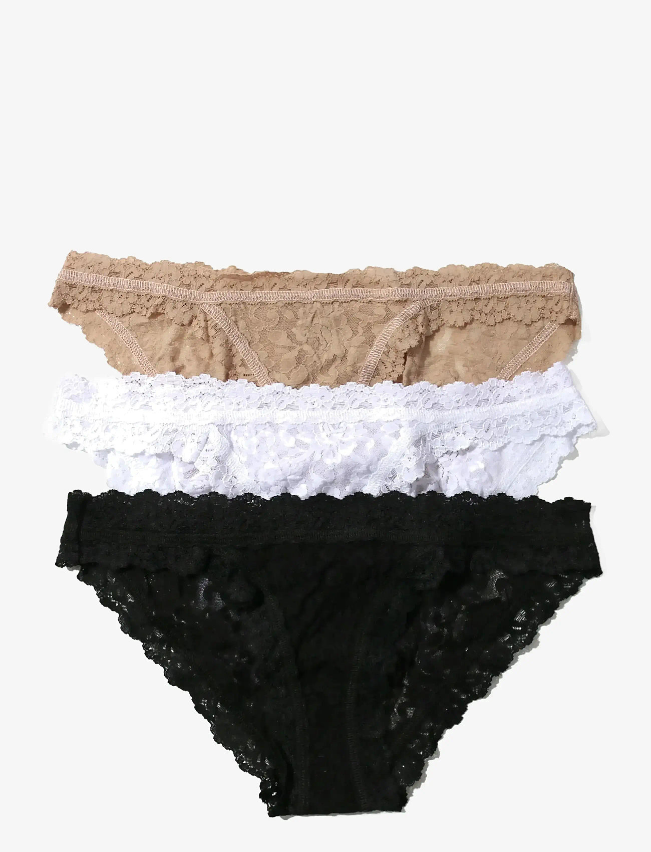 Hanky Panky - Hanky Panky Signature Lace, Original Rise Thong, 3 Pack - stringtrosor - black, white, chai - 0