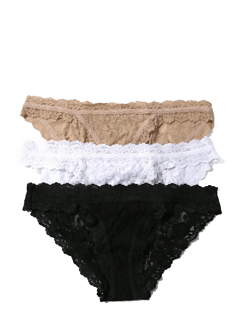 Hanky Panky - Hanky Panky Signature Lace, Original Rise Thong, 3 Pack - stringtrosor - black, white, chai - 0