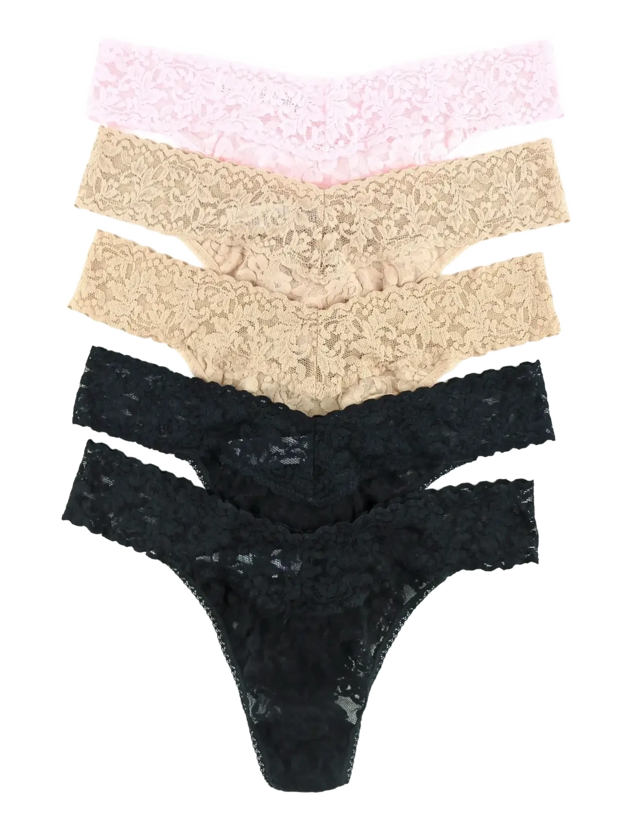 Hanky Panky Hanky Panky Multi Pack - Signature Lace Original Rise Thong - 5 Pack - Stringid - MULTI 1 / black