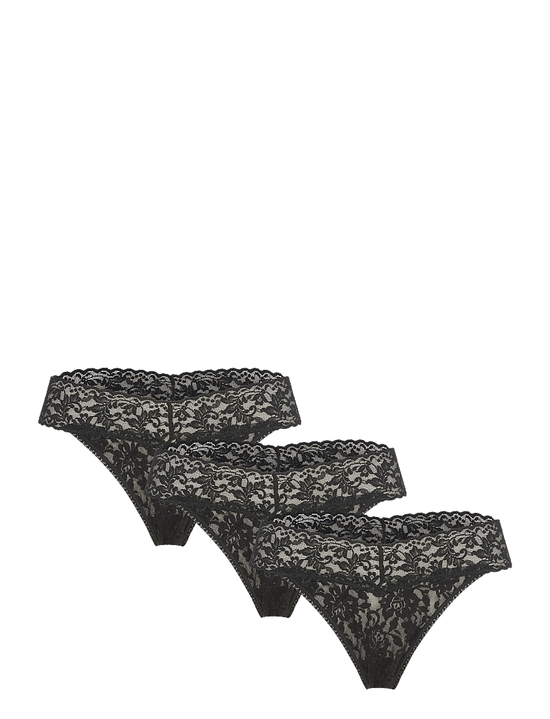 Hanky Panky - Hanky Panky Signature Lace, Original Rise Thong, 3 Pack Polybag - stringtrusser - black - 1