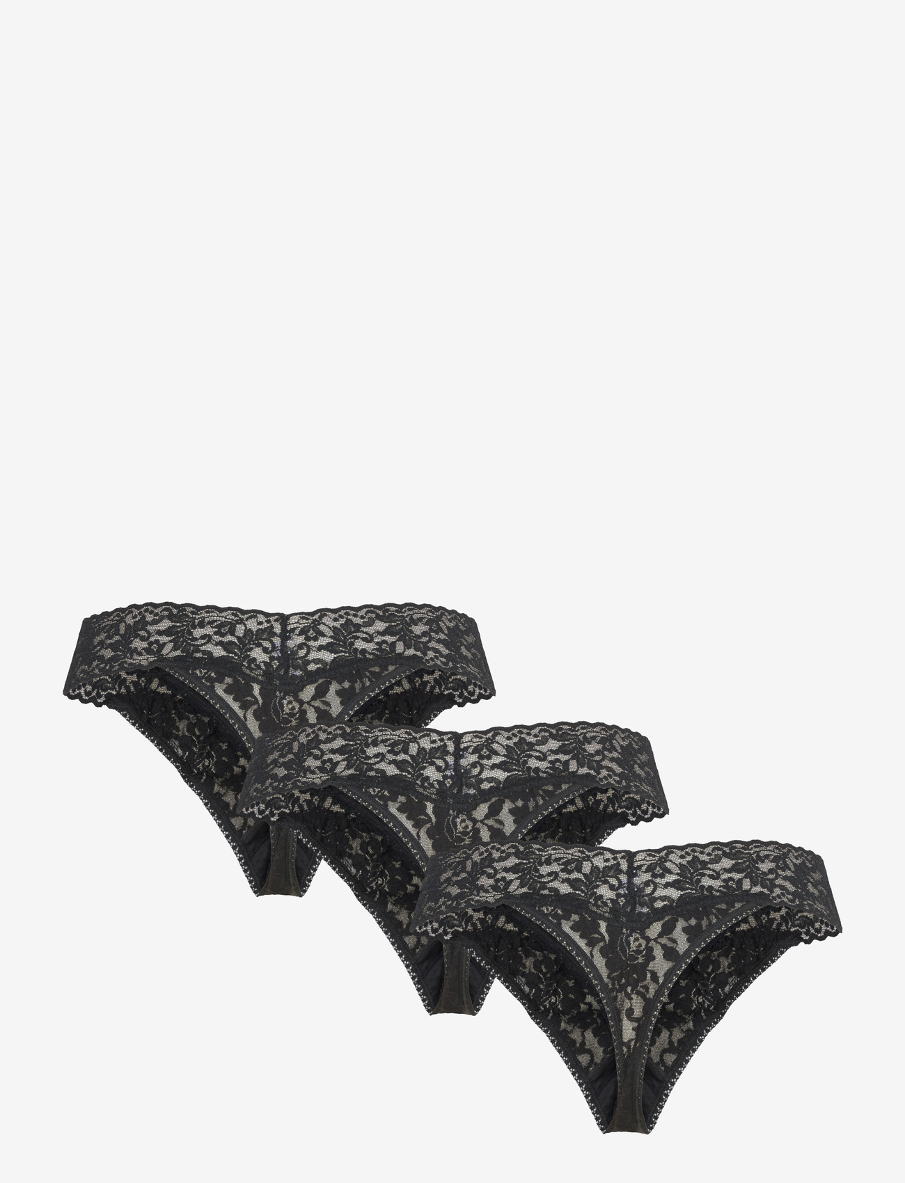 Hanky Panky - Hanky Panky Signature Lace, Original Rise Thong, 3 Pack Polybag - stringtrusser - black - 3