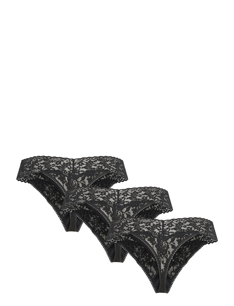 Hanky Panky - Hanky Panky Signature Lace, Original Rise Thong, 3 Pack Polybag - stringtrusser - black - 3