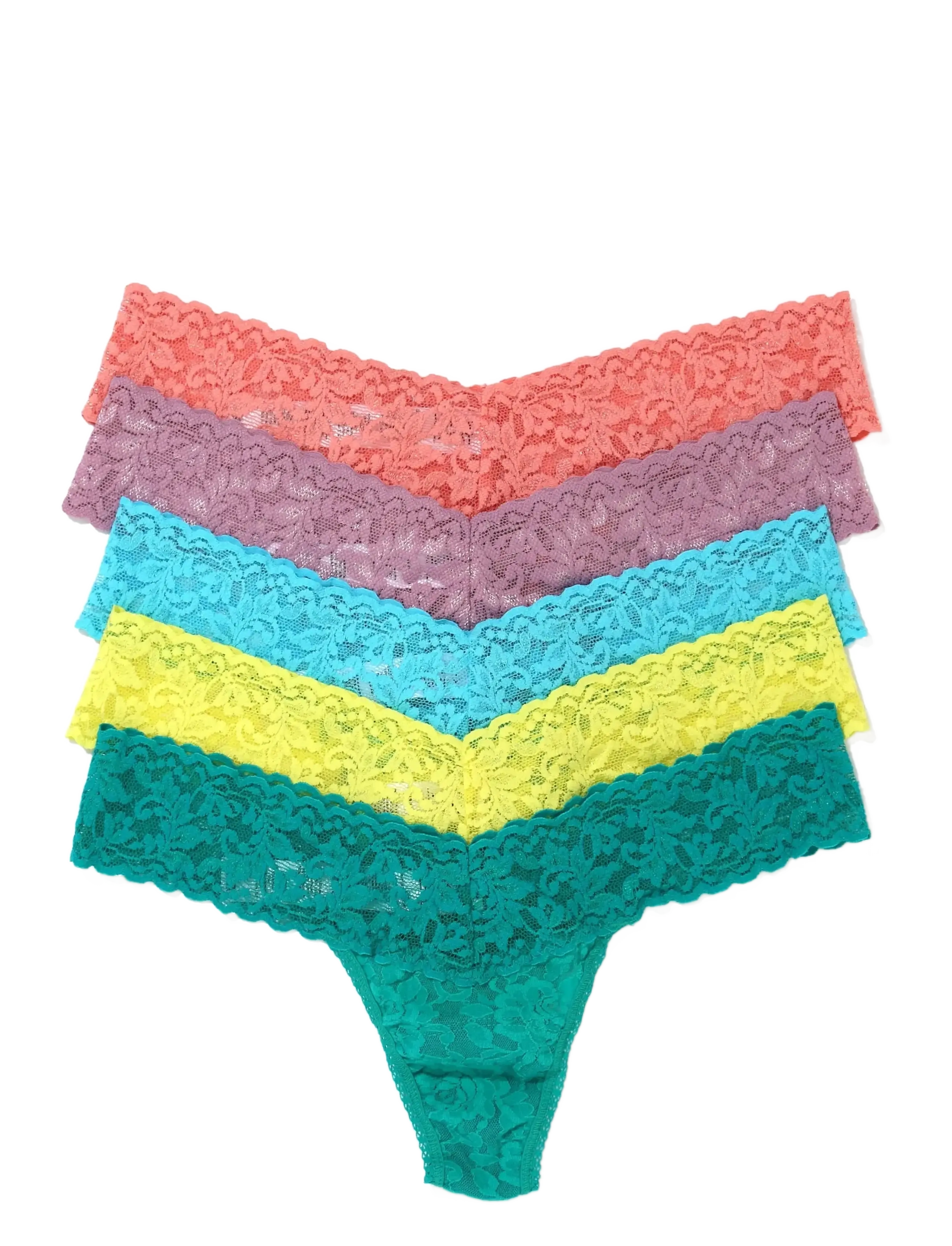 Hanky Panky Hanky Panky Signature Lace, Low Rise Thong, 5 Pack Boxed - Trusser - DOUBLE LIFE / green