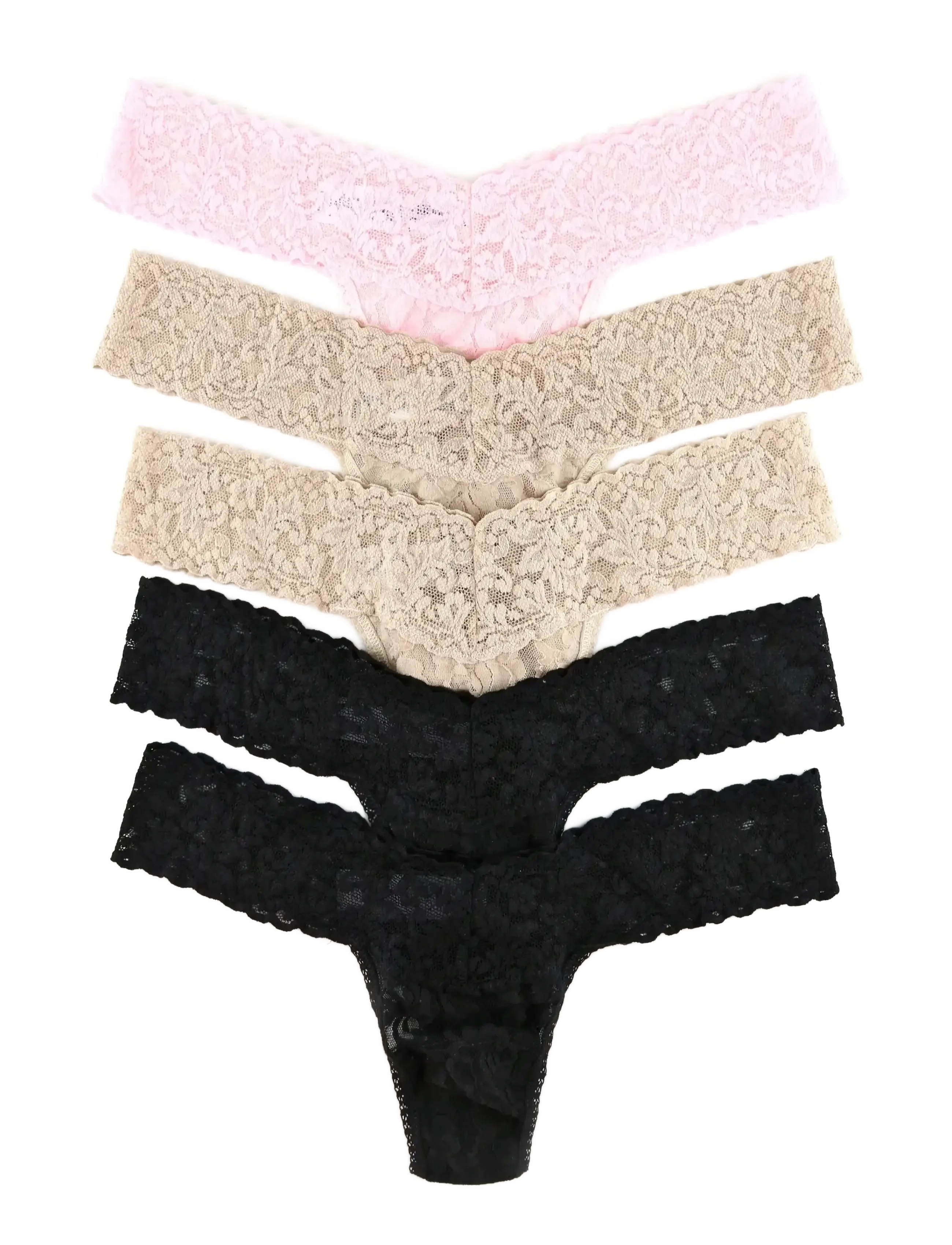 Hanky Panky Hanky Panky Multi Pack - Signature Lace Low Rise Thong - 5 Pack - Stringid - MULTI 1 / black