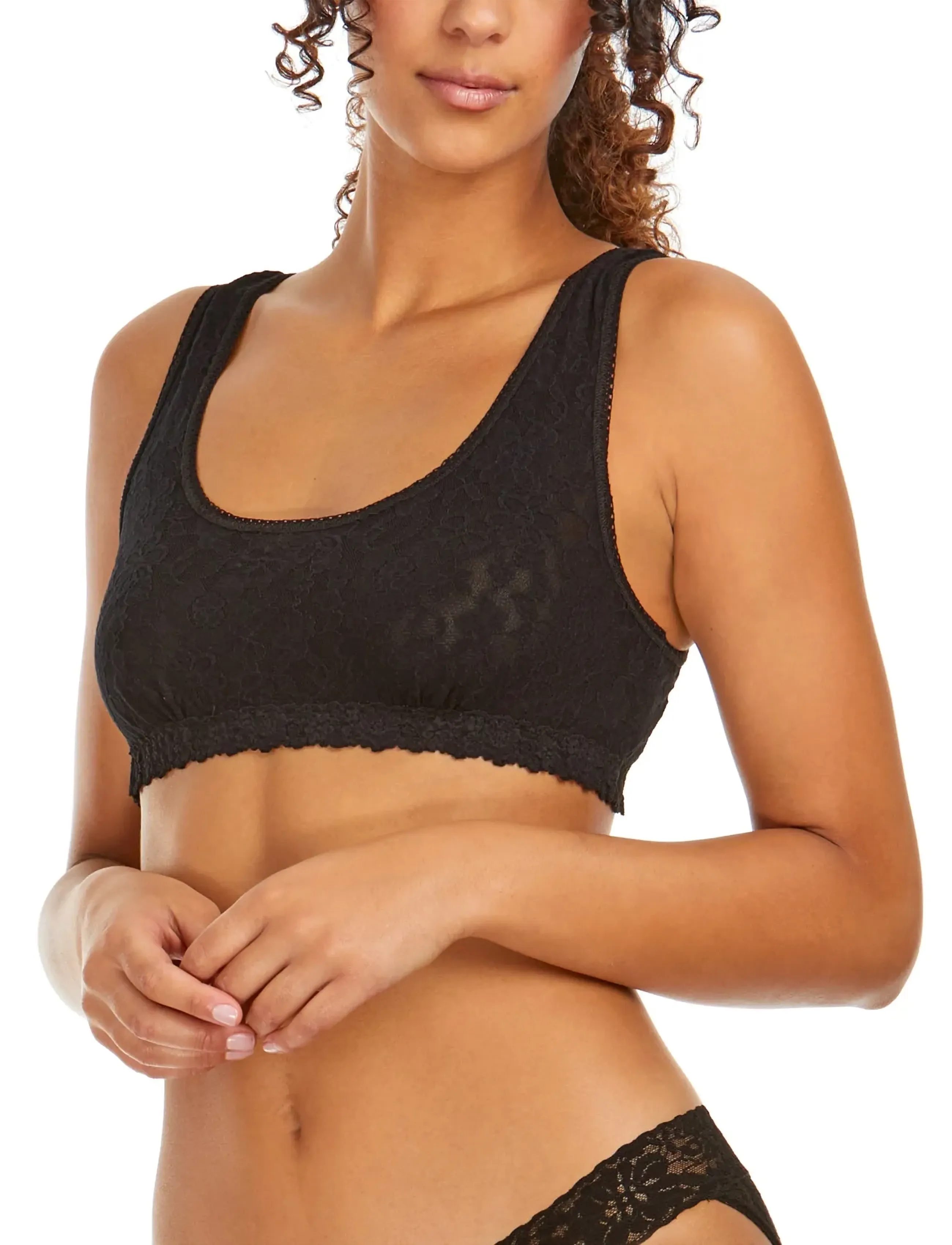 Hanky Panky Daily Lace, Lined Scoop Neck Bralette, Kvinder, Blonde Scoop Neck Bralette, Sort, Str: XS