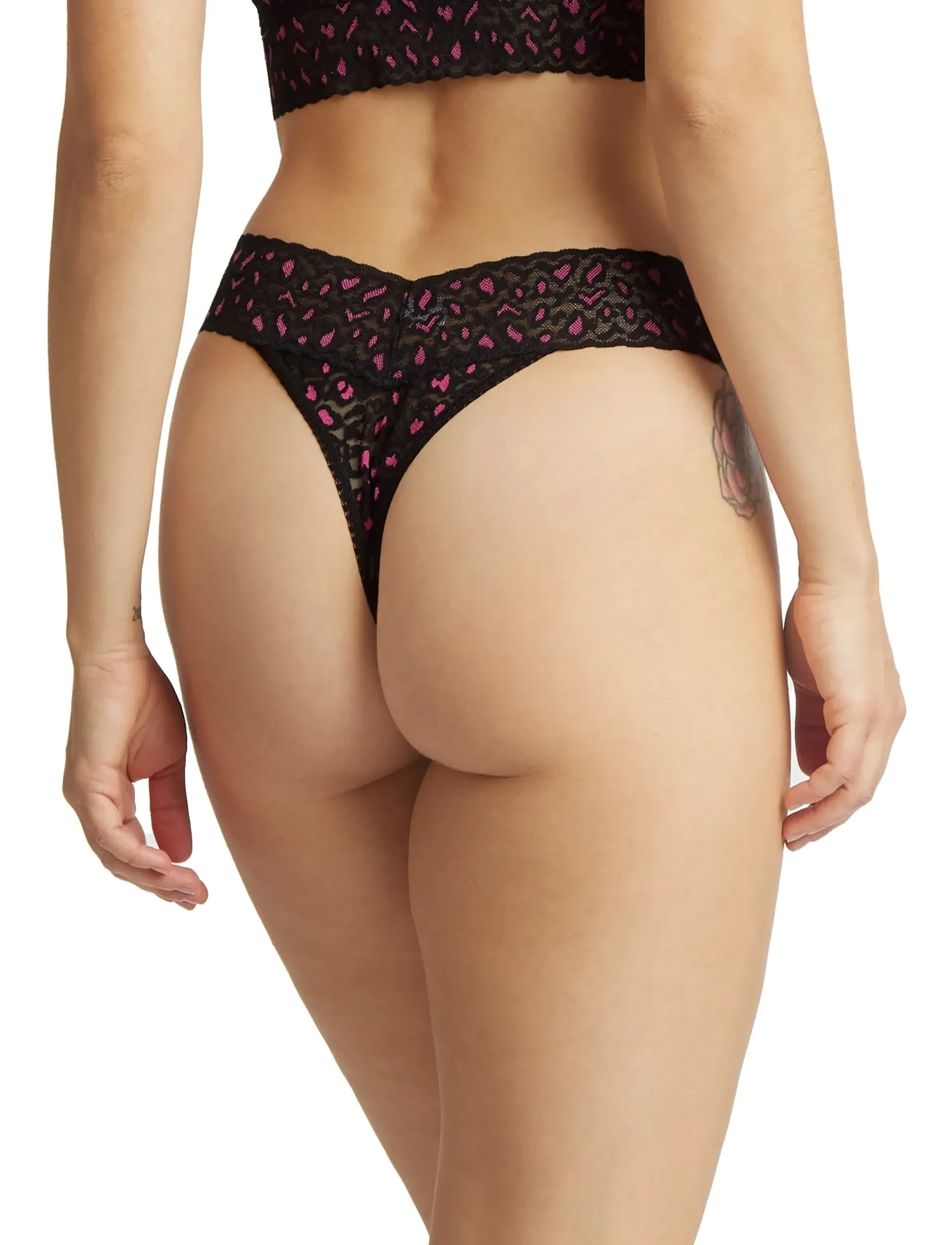 Hanky Panky - Hanky Panky Cross-Dyed Leopard, Original Rise Thong - black, tulip pink - 2