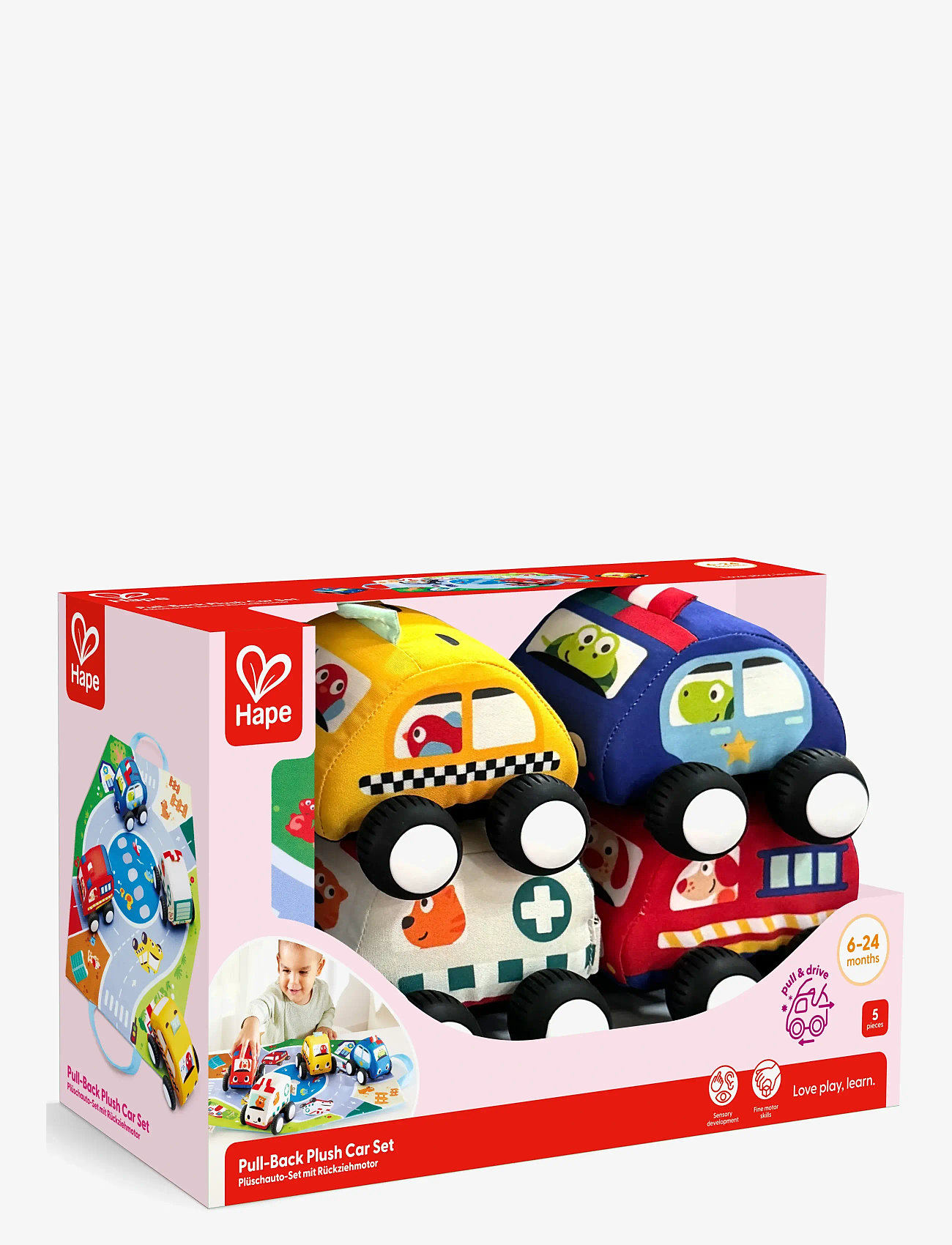 Hape - Hape Pull-Back Plush Car Set - stuffed toys - muti - 1