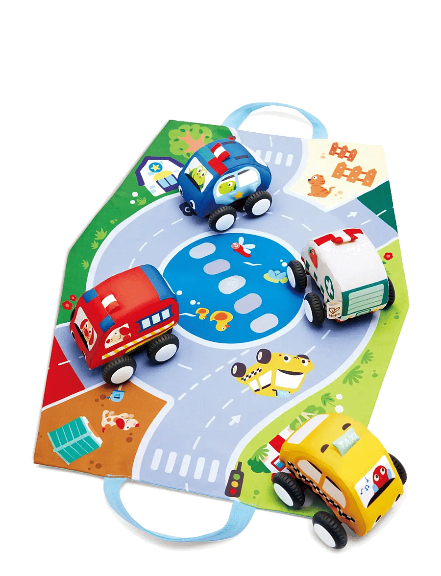 Hape - Hape Pull-Back Plush Car Set - mjúk leikföng & fígúrur - muti - 3