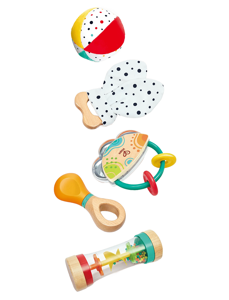 Hape - Hape 5 In 1 Baby Sensory Set - hristur og hringlur - muti - 1