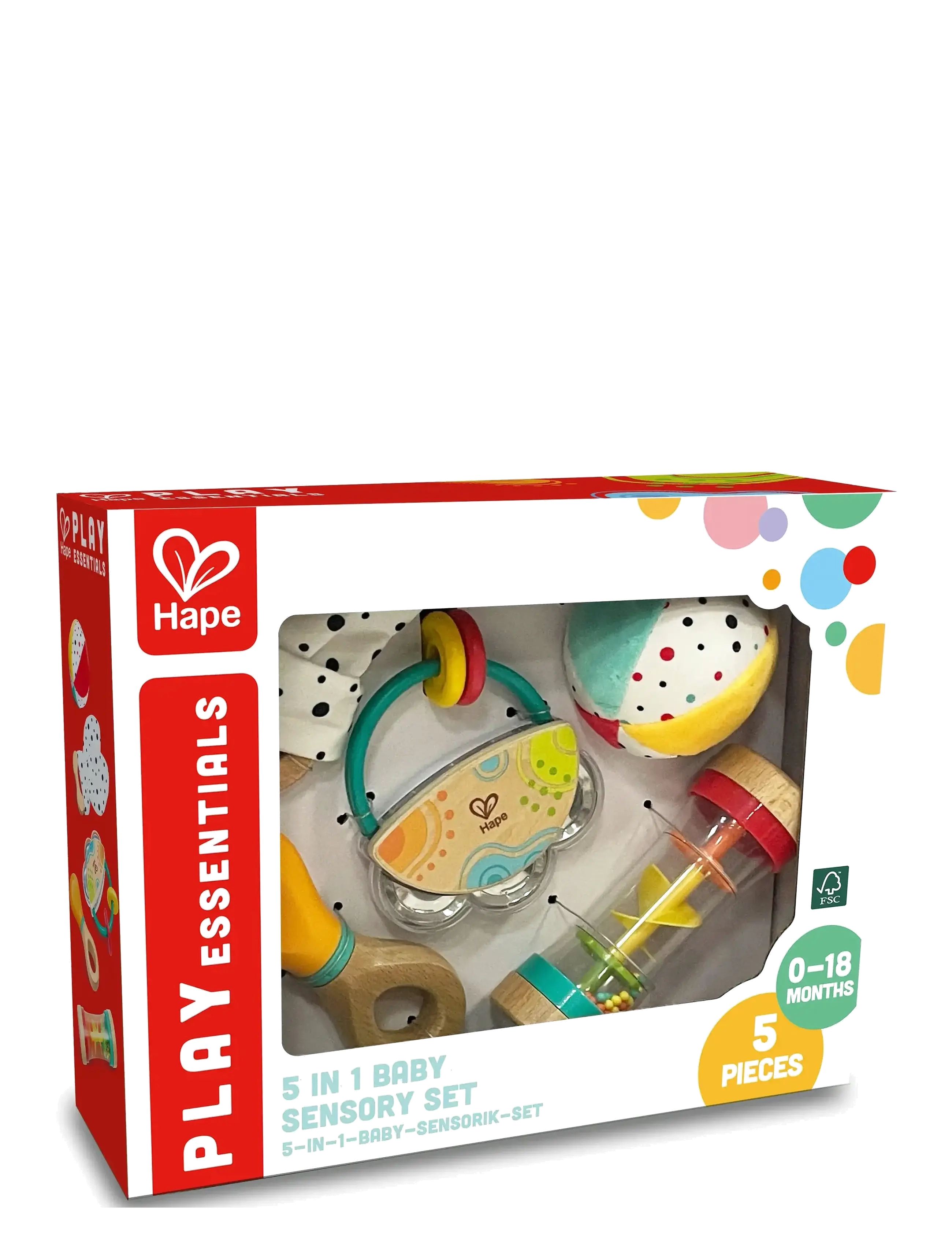 Hape - Hape 5 In 1 Baby Sensory Set - hristur og hringlur - muti - 2