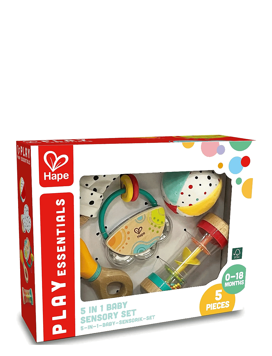 Hape - Hape 5 In 1 Baby Sensory Set - hristur og hringlur - muti - 2