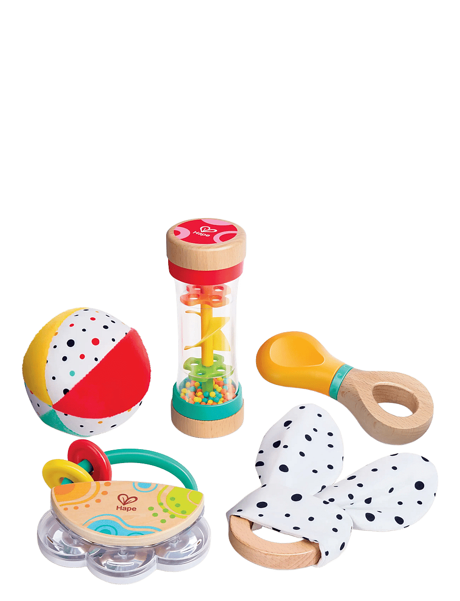 Hape - Hape 5 In 1 Baby Sensory Set - hristur og hringlur - muti - 4