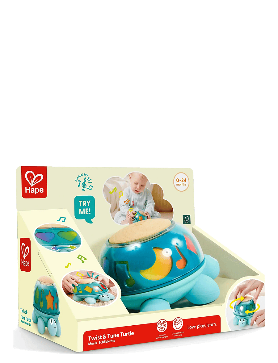 Hape - Hape Twist & Tune Musical Turtle - interaktivt legetøj - multi - 3