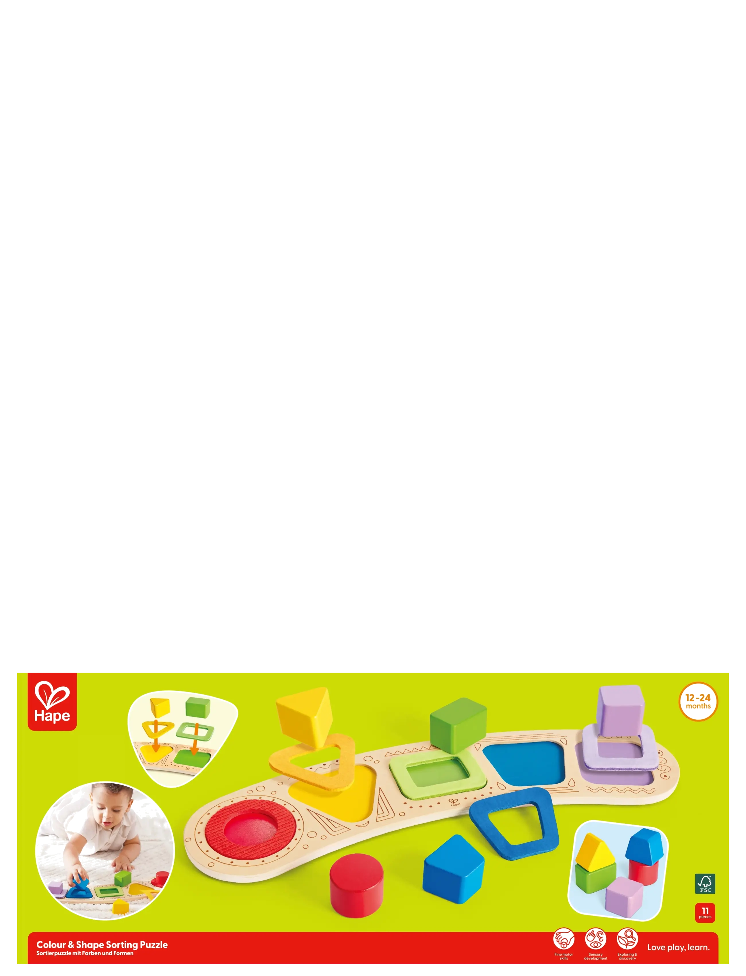 Hape Toddler Shape Puzzle, Børn, Pegged Puslespil, Multi/mønstret, Str: ONE SIZE