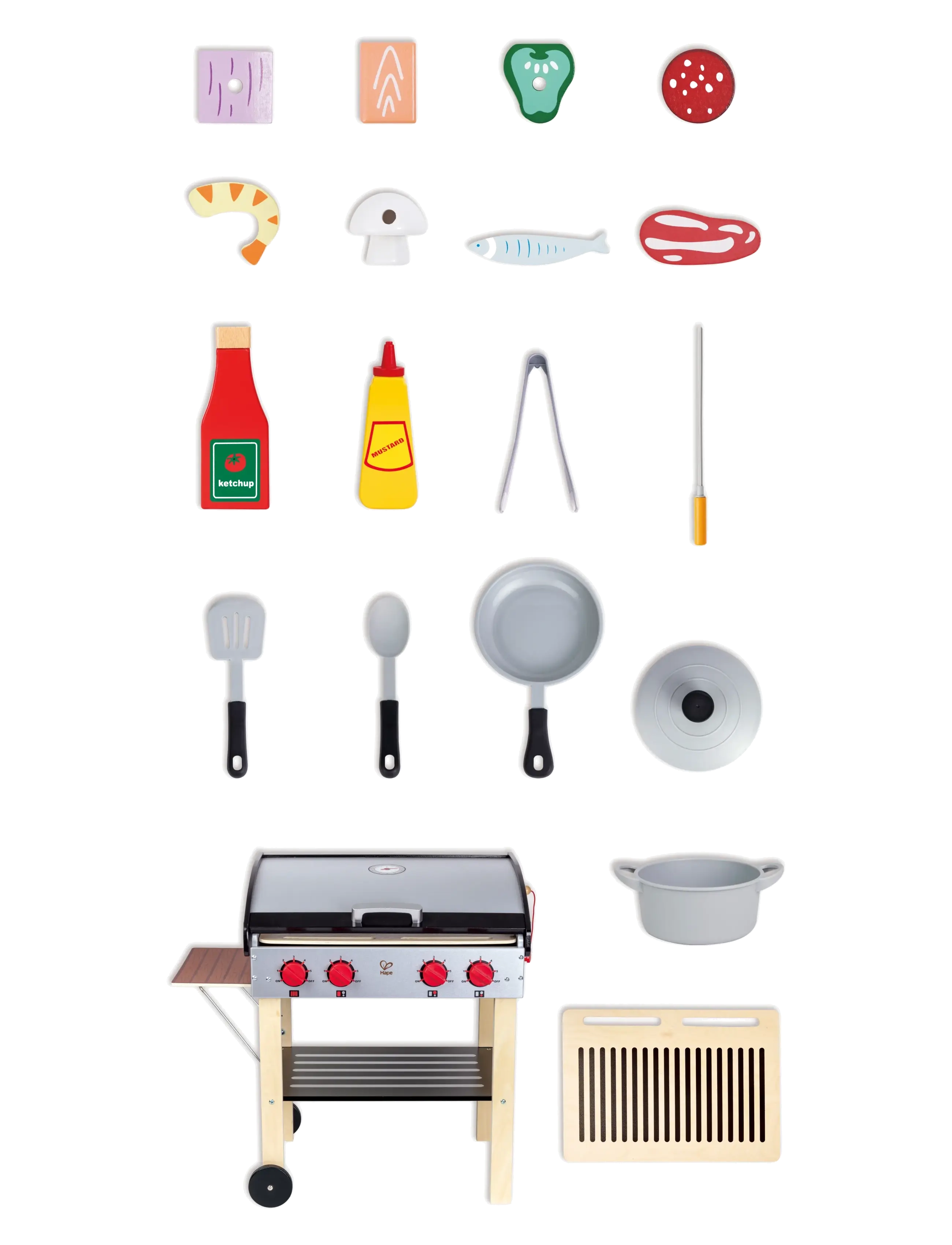 Hape - Hape Gourmet Grill With Food Playset - legekøkkener - multi - 2