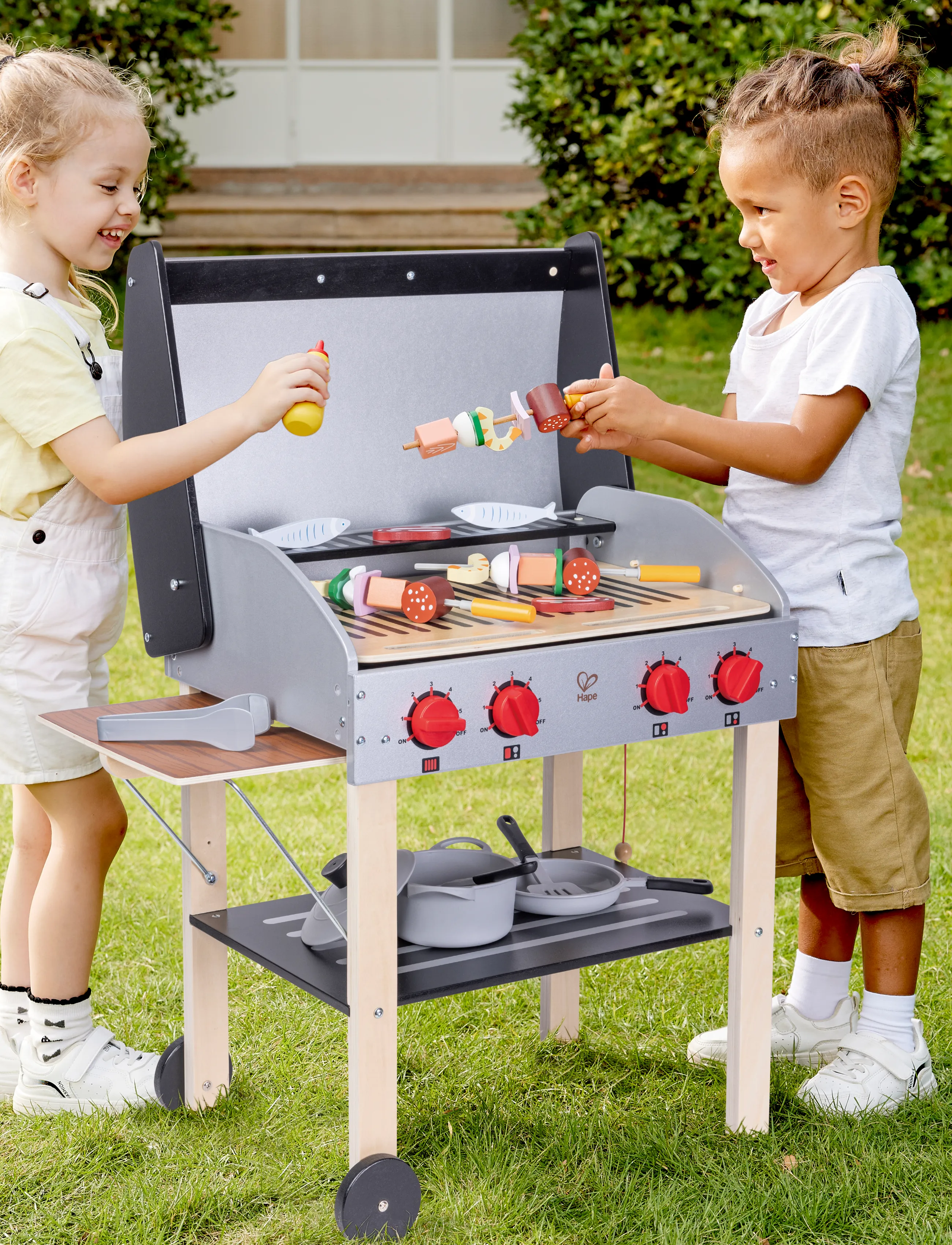 Hape - Hape Gourmet Grill With Food Playset - legekøkkener - multi - 5